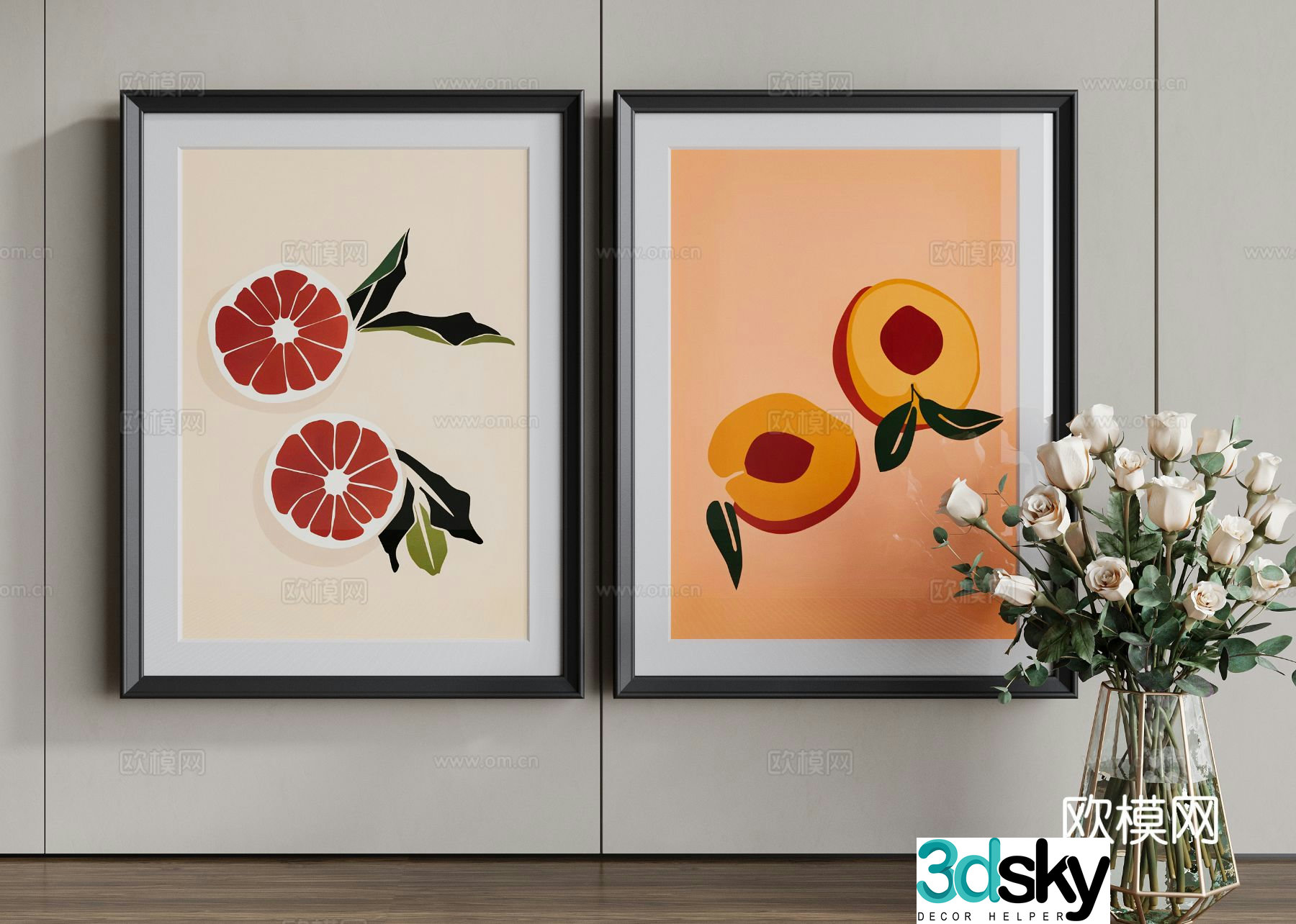 Modern oil painting art hanging painting decorative painting 3D model