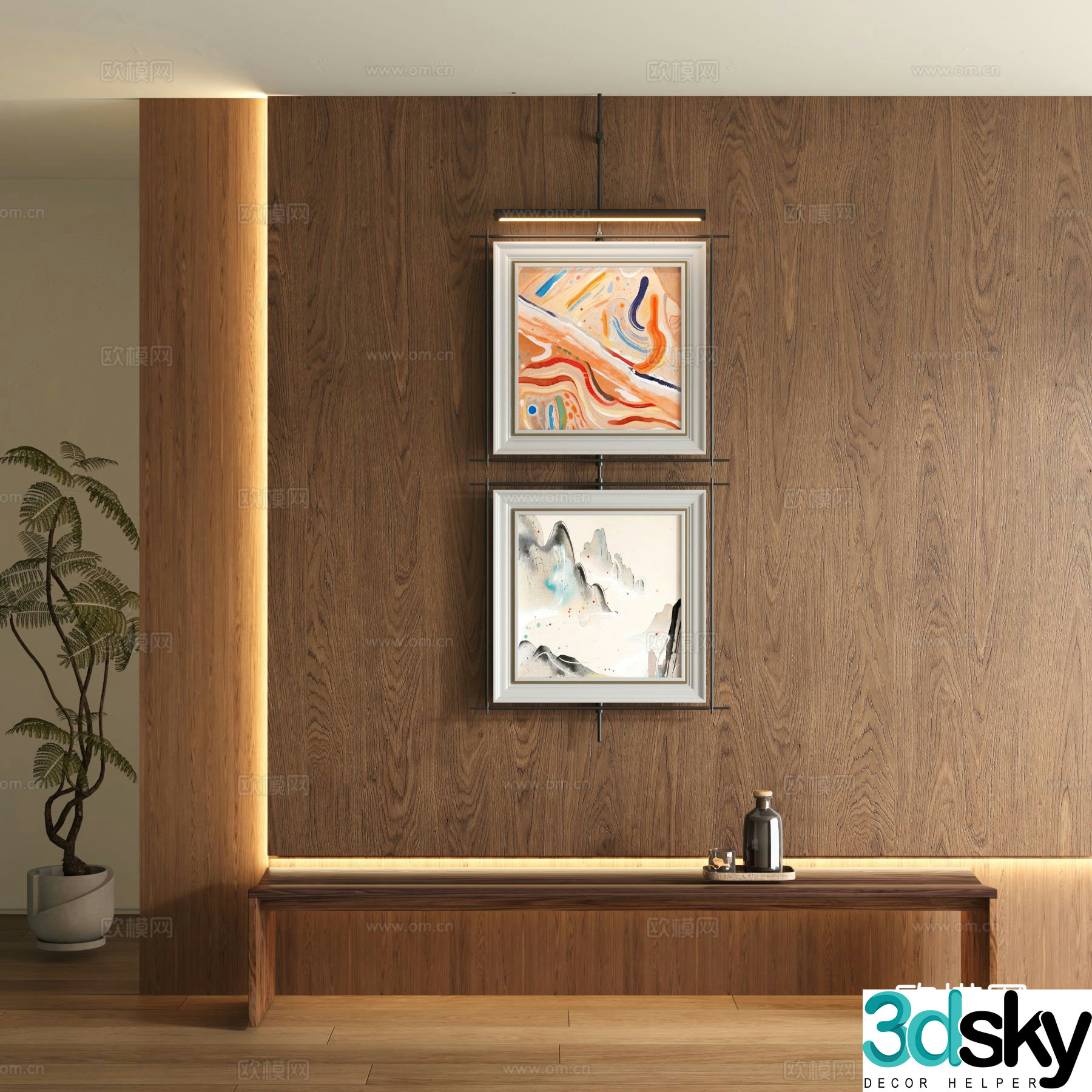 Medieval style hanging painting abstract painting decorative painting 3D model
