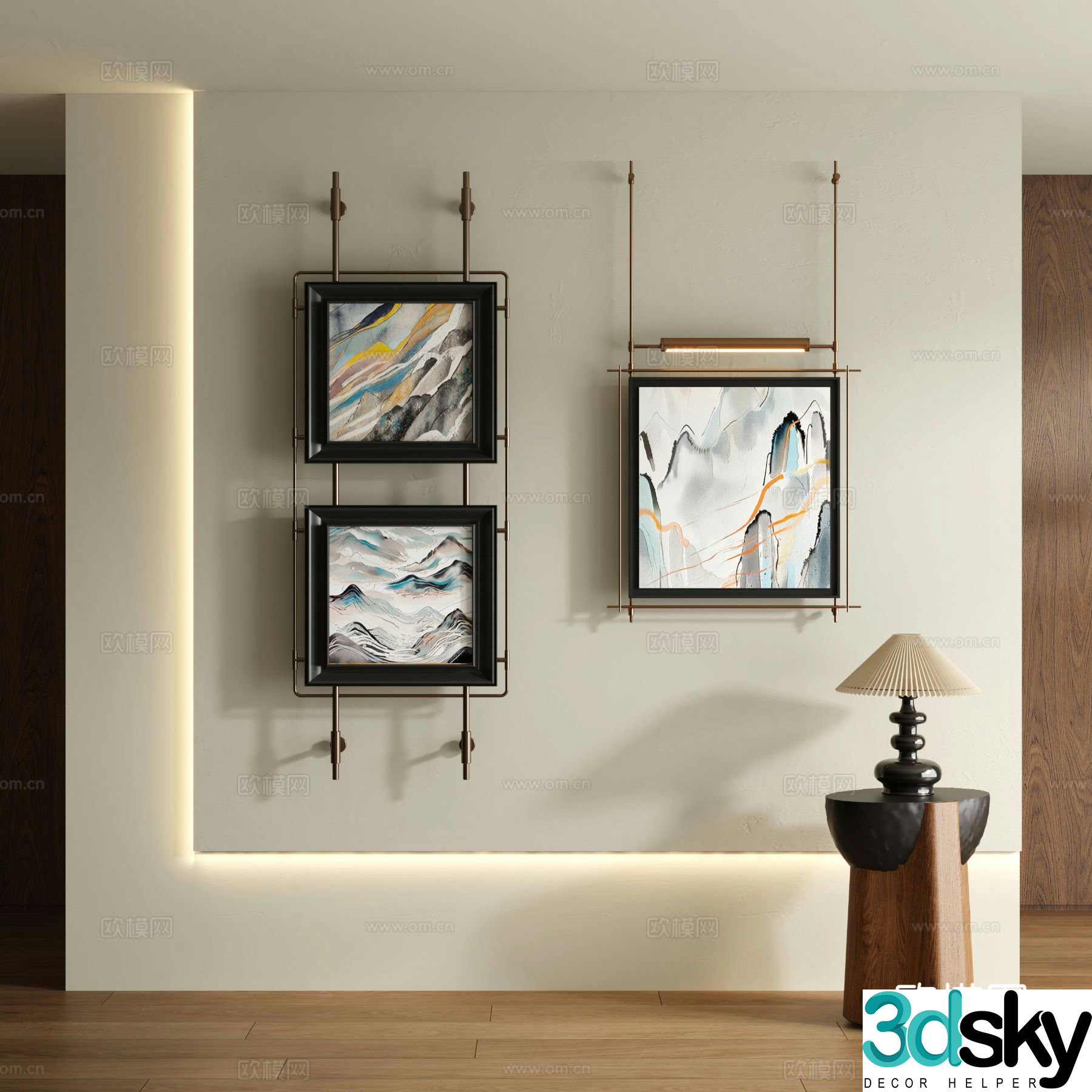 Medieval style ink painting decorative painting 3D model