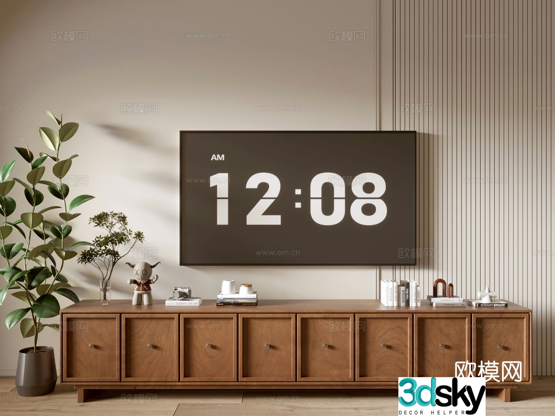 Log style TV cabinet 3D model
