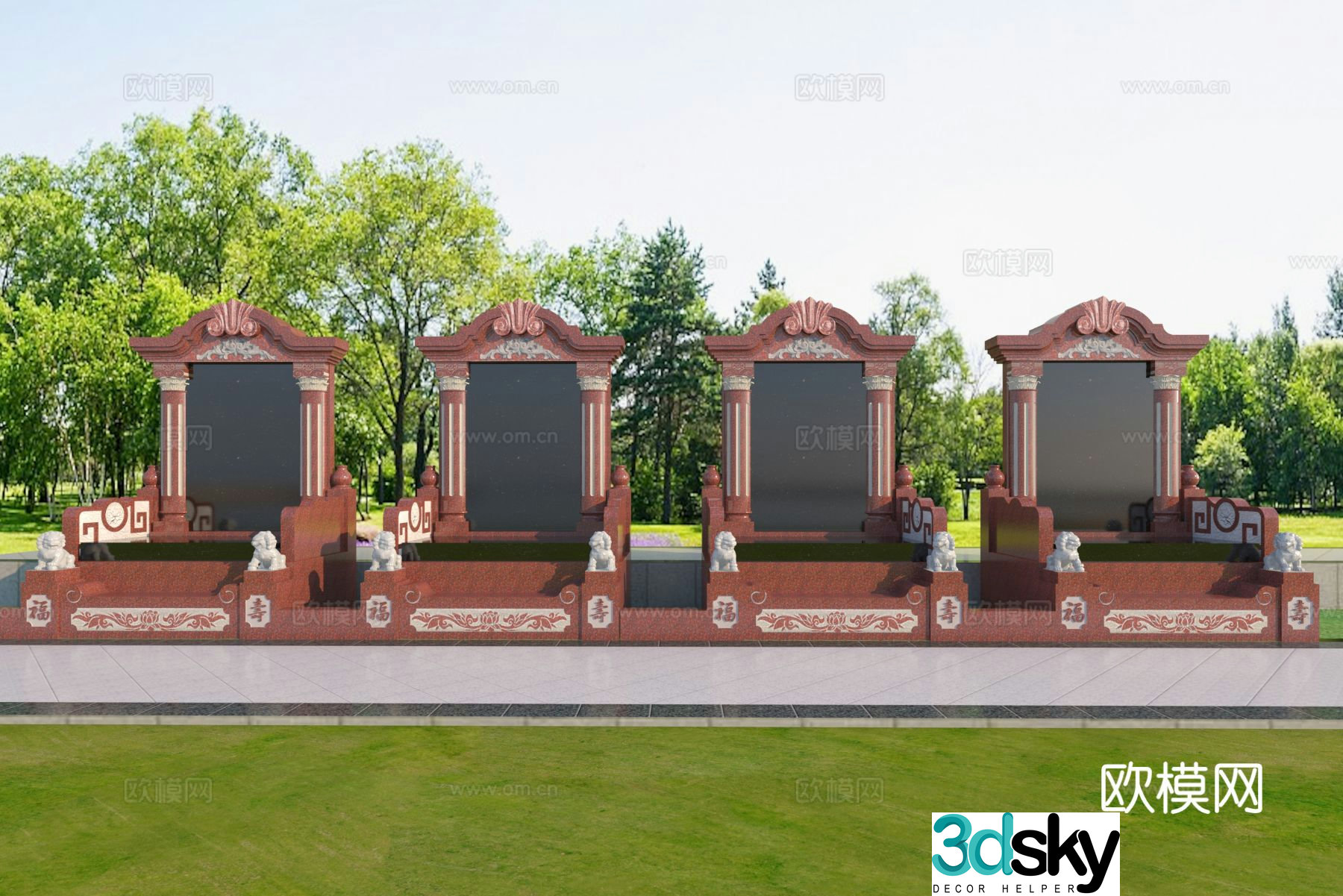 New Chinese style tombstone 3d model