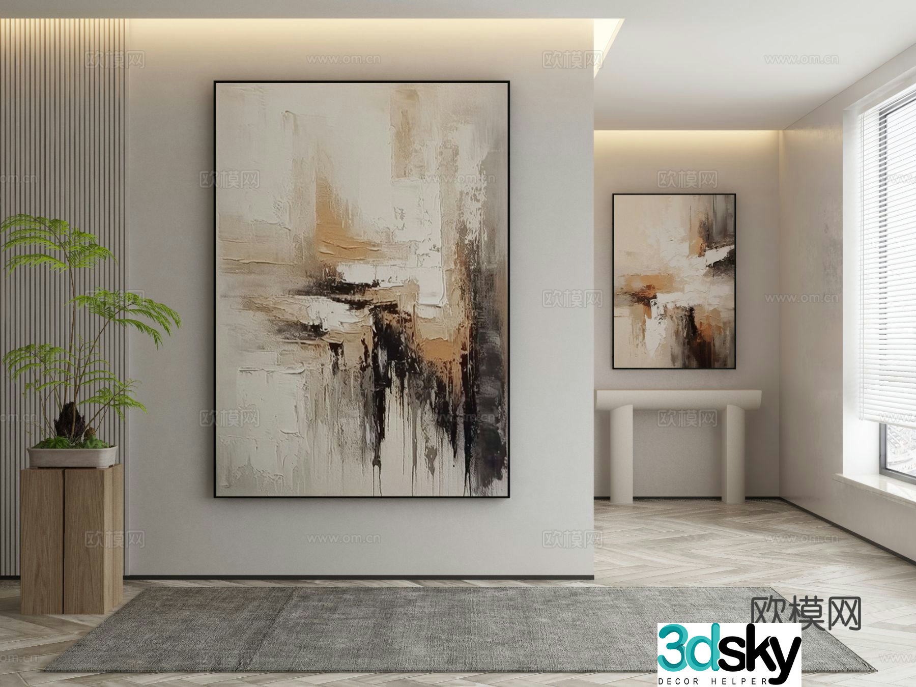 Modern texture painting decorative painting 3d model