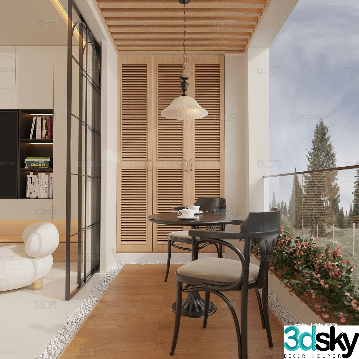 Living balcony leisure balcony 3d model