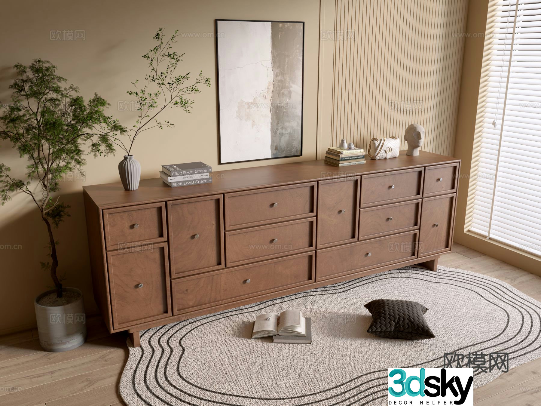 Wabi-sabi chest of drawers 3D model