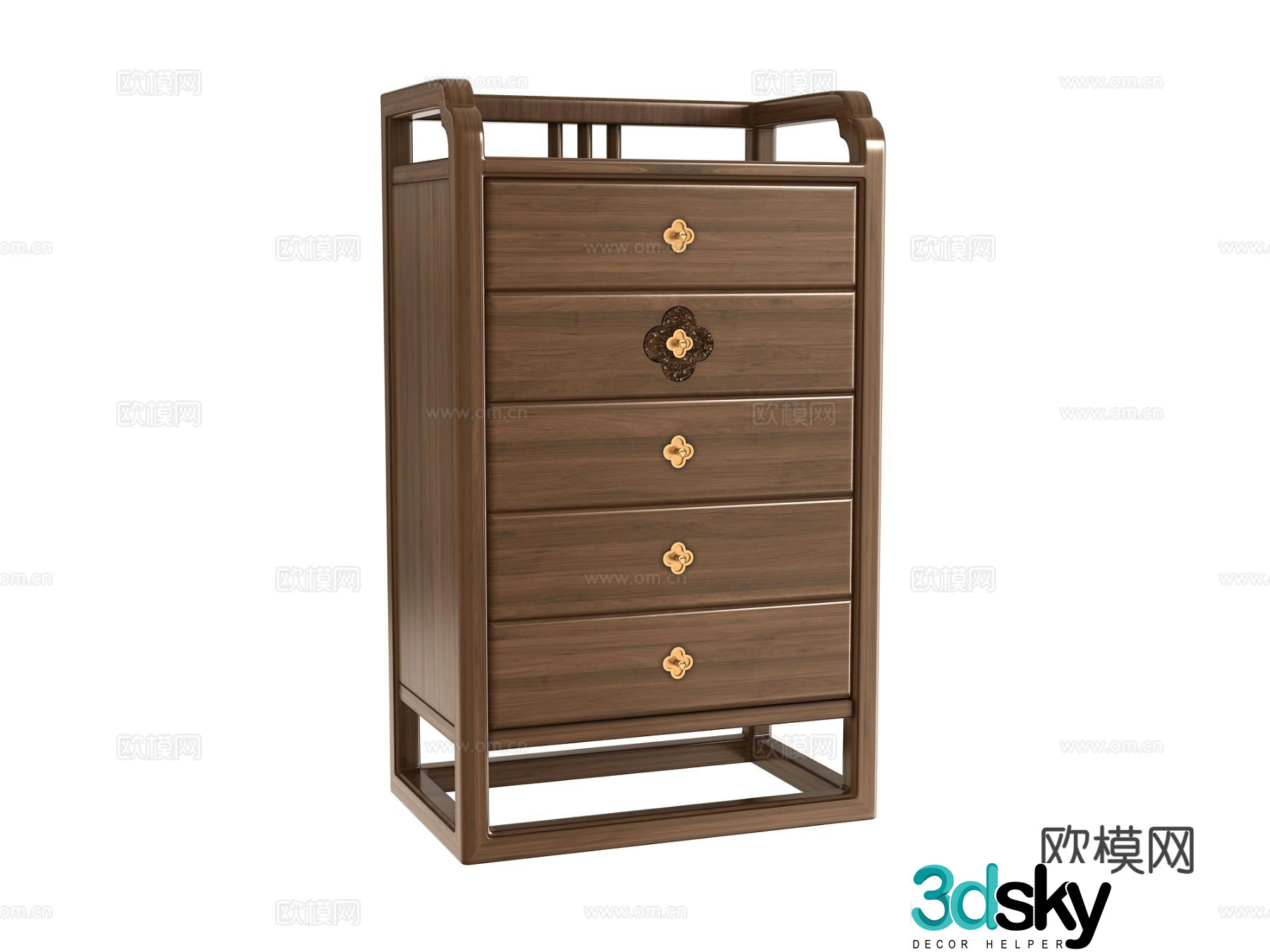 Chinese style chest of drawers chest of drawers 3d model