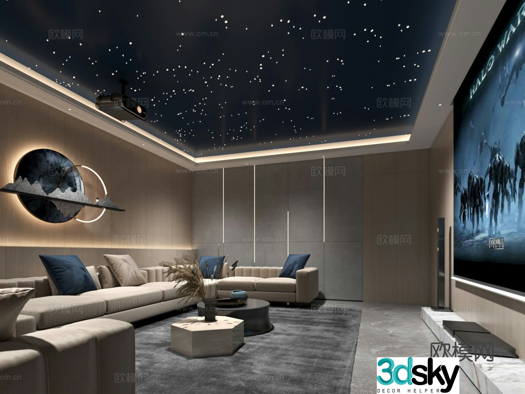 Modern home video room 3d model