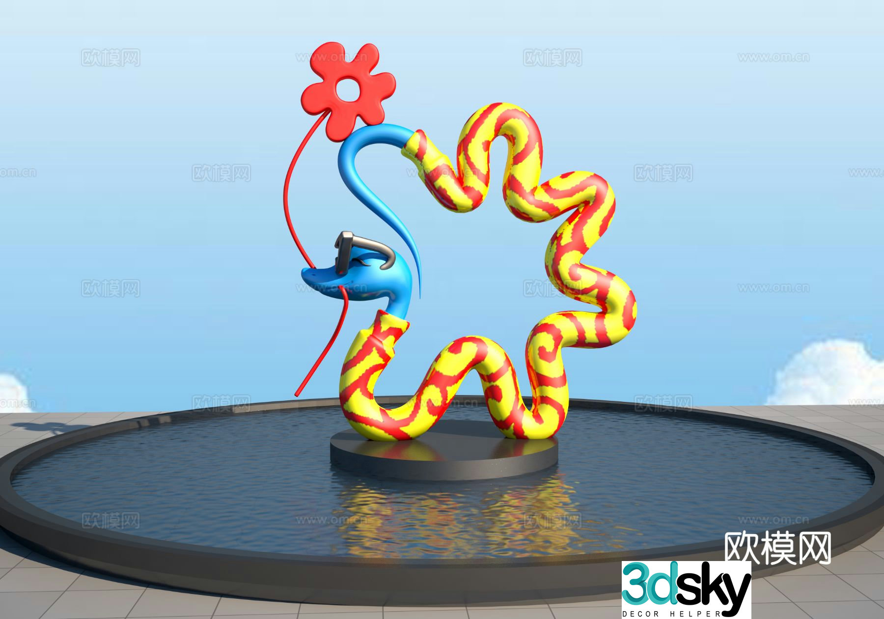 Greedy Snake Sculpture Landscape Sculpture 3D Model
