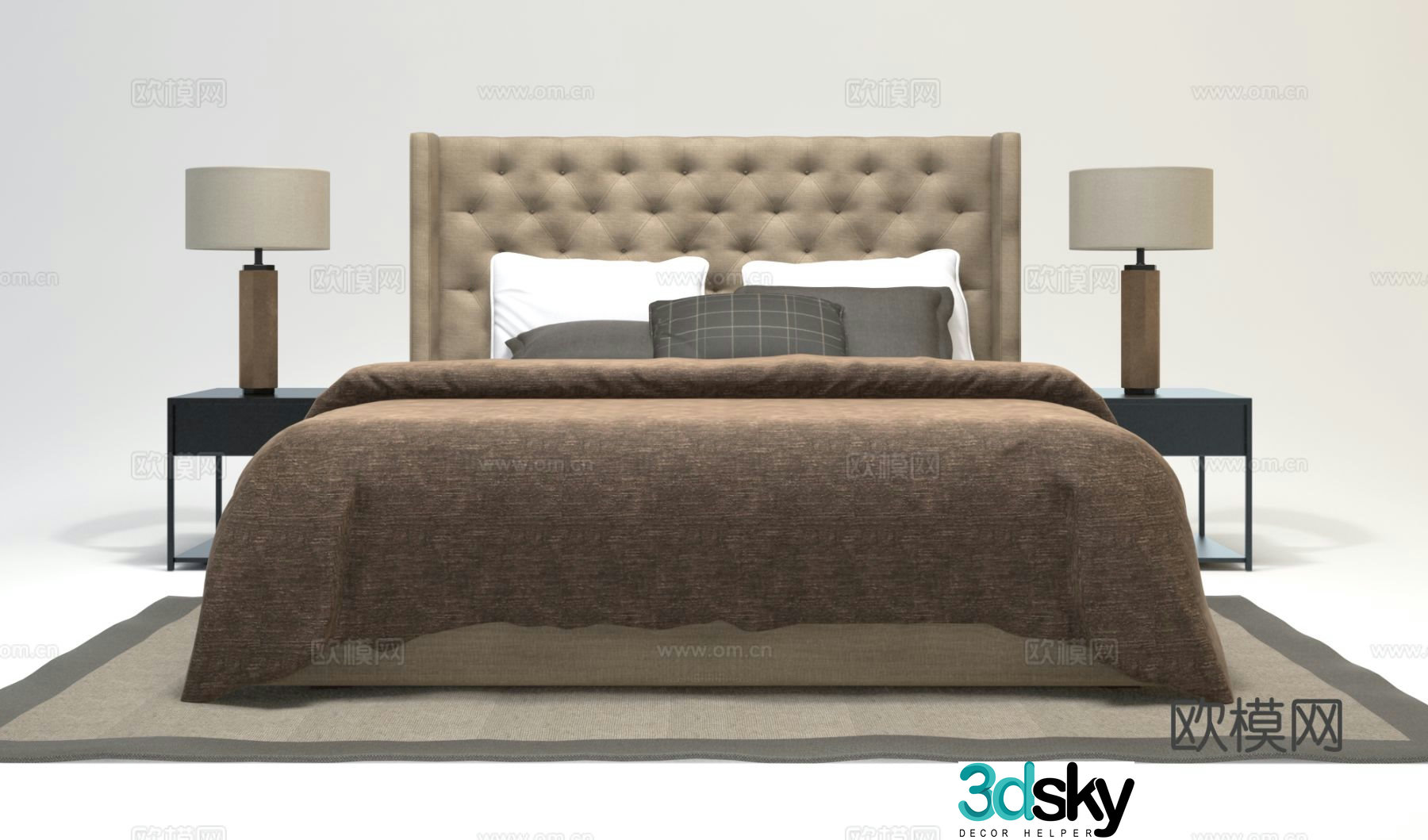 Modern double bed 3d model