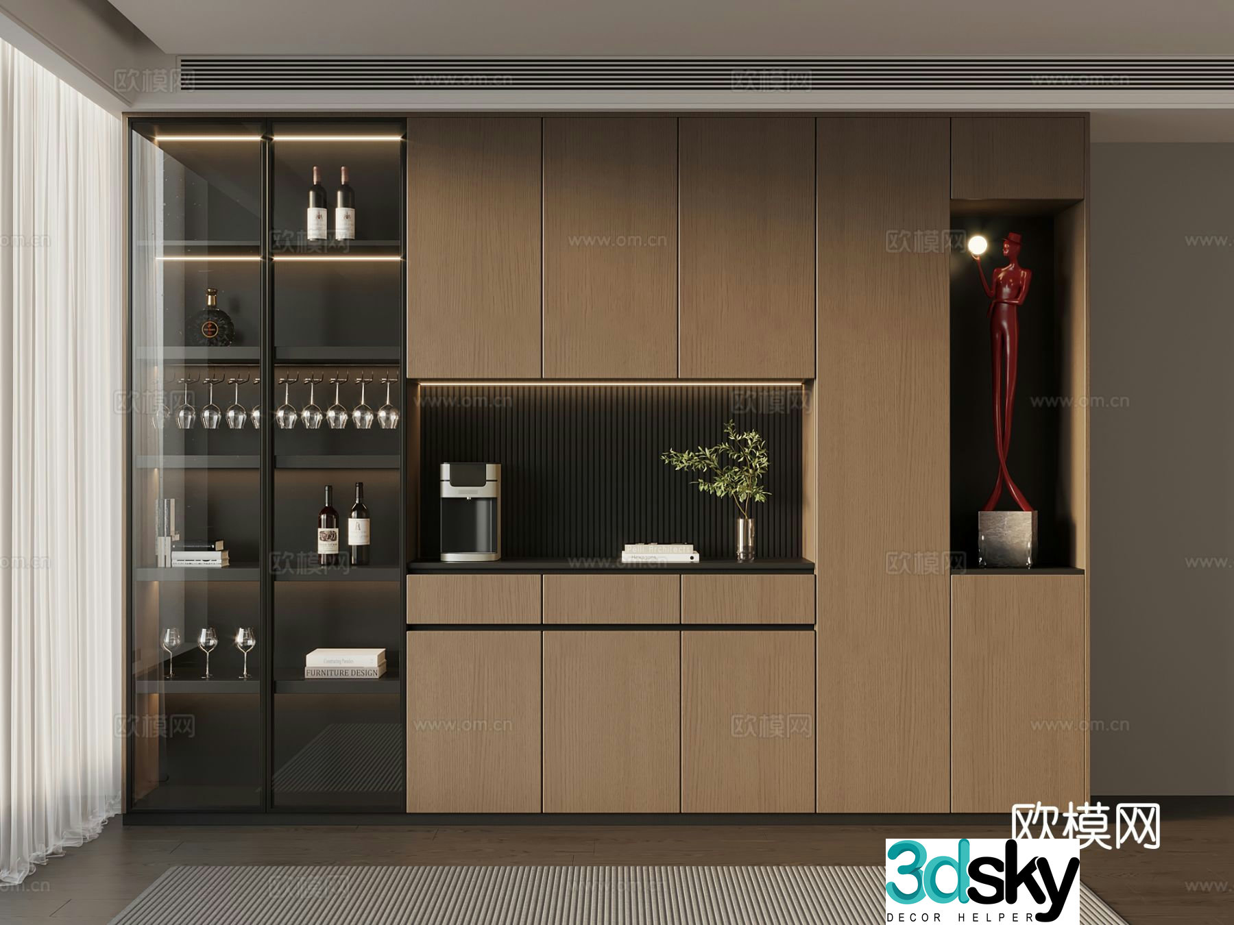 Italian wine cabinet sideboard 3d model