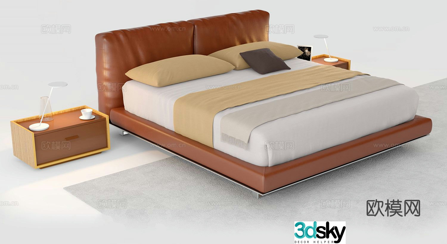Modern double bed 3d model