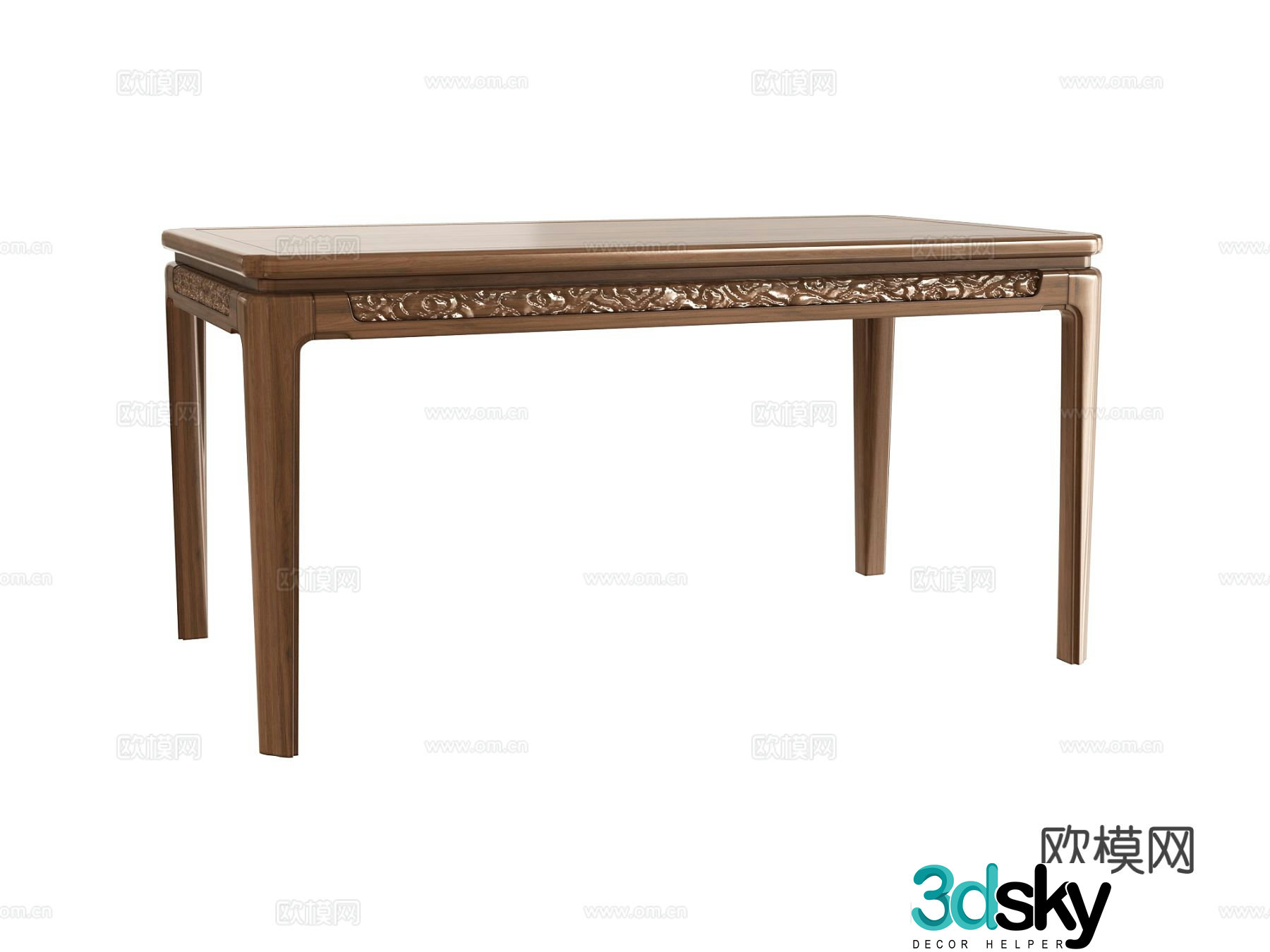 Chinese long table wooden table dining table 3d model
