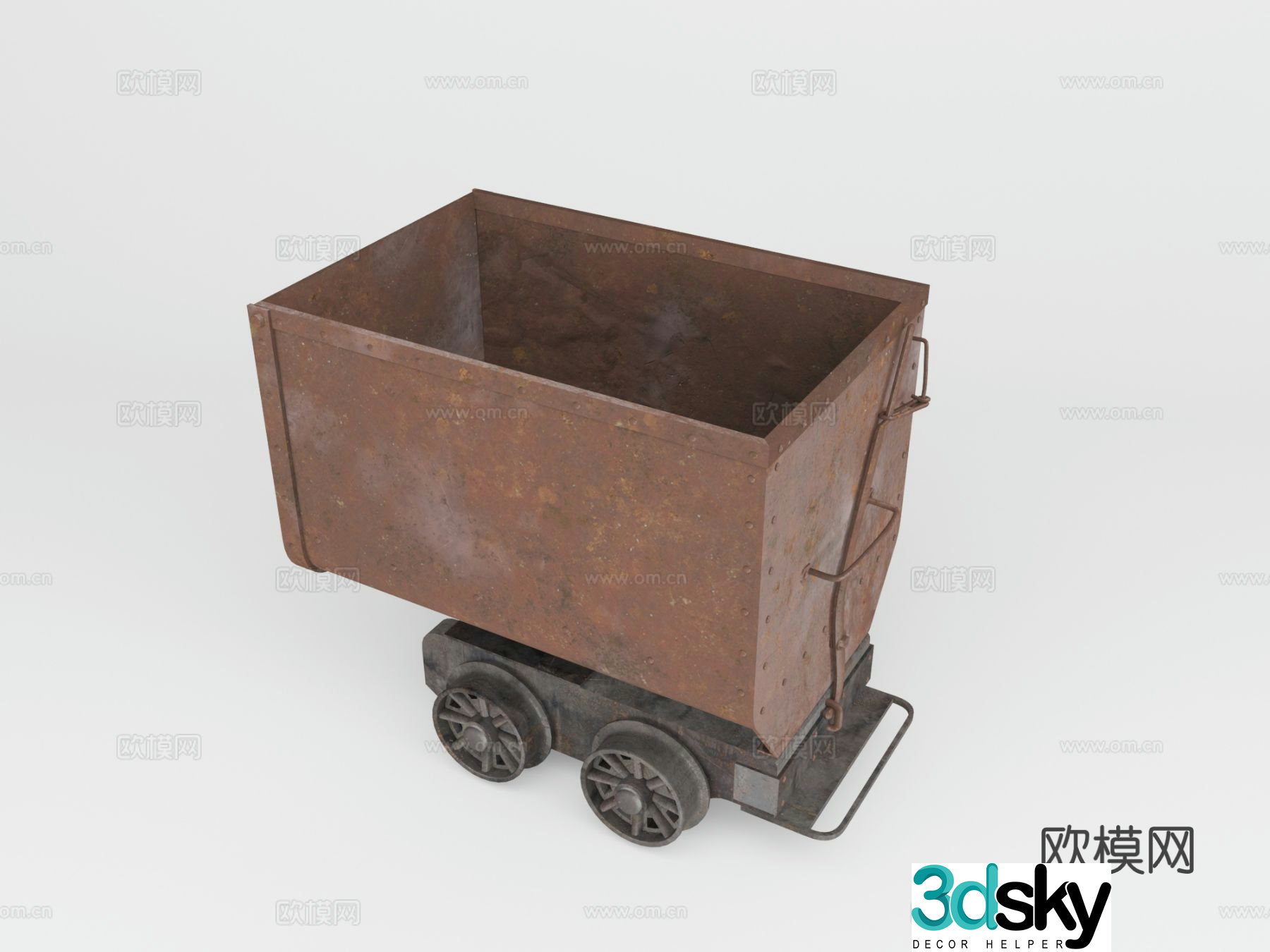 Industrial wind coal car mine car train rail car 3d model