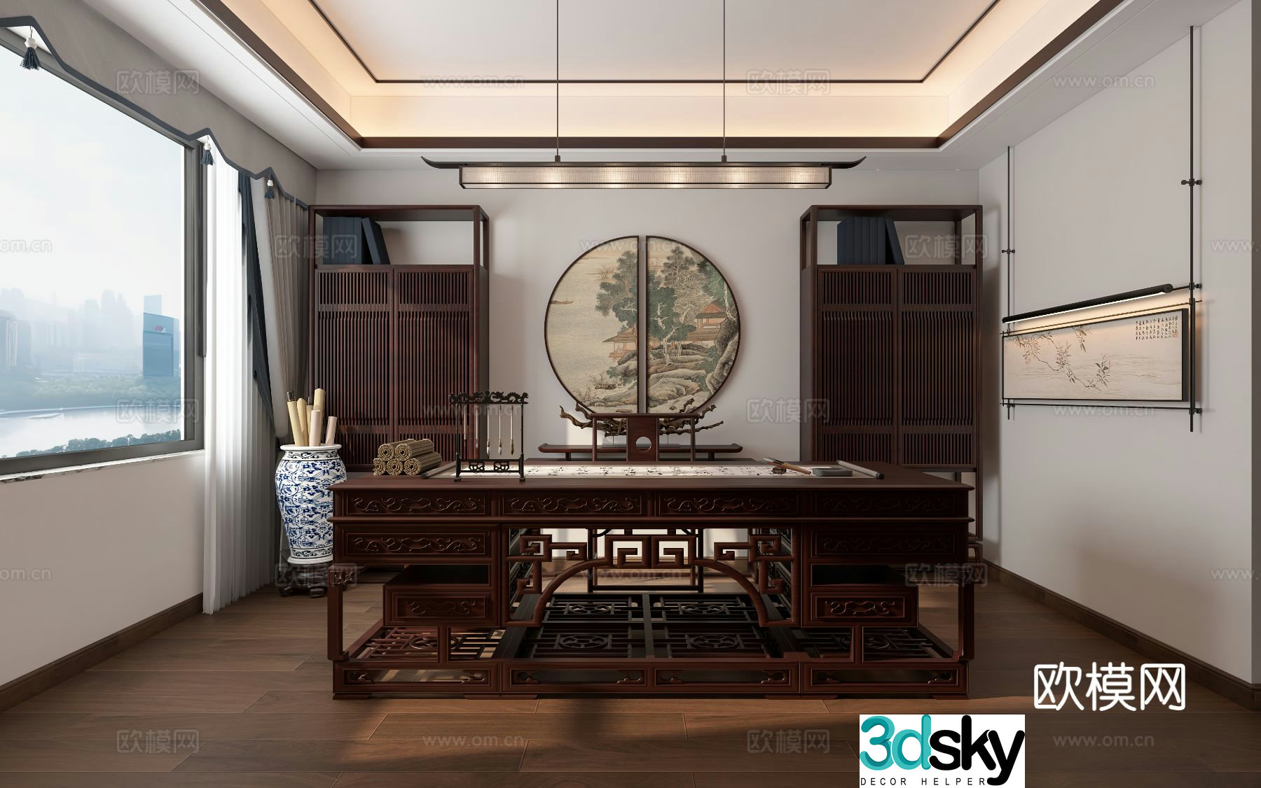 New Chinese style study 3D model