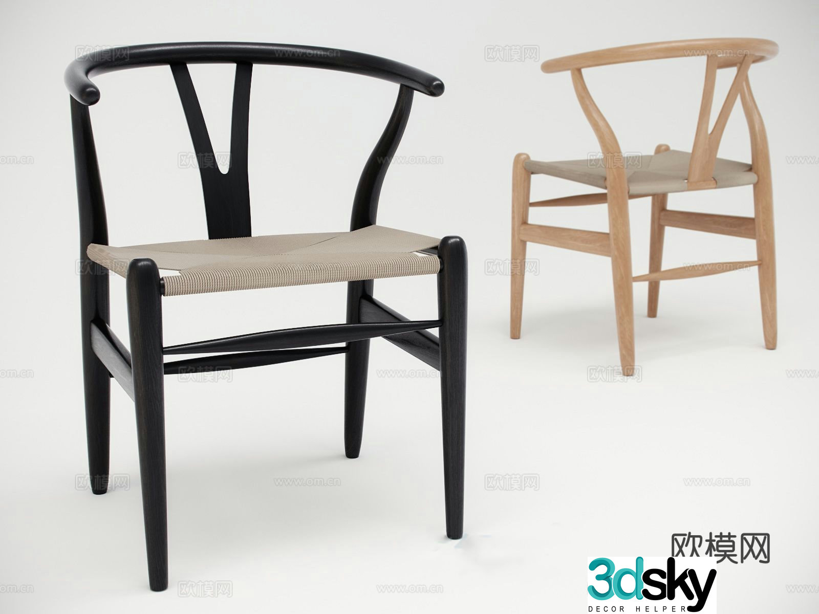 Leisure chair solid wood chair dining chair tea chair wishbone chair 3d model