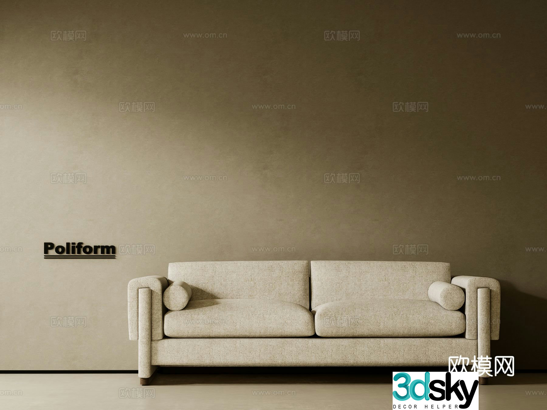 Medieval style double sofa 3d model
