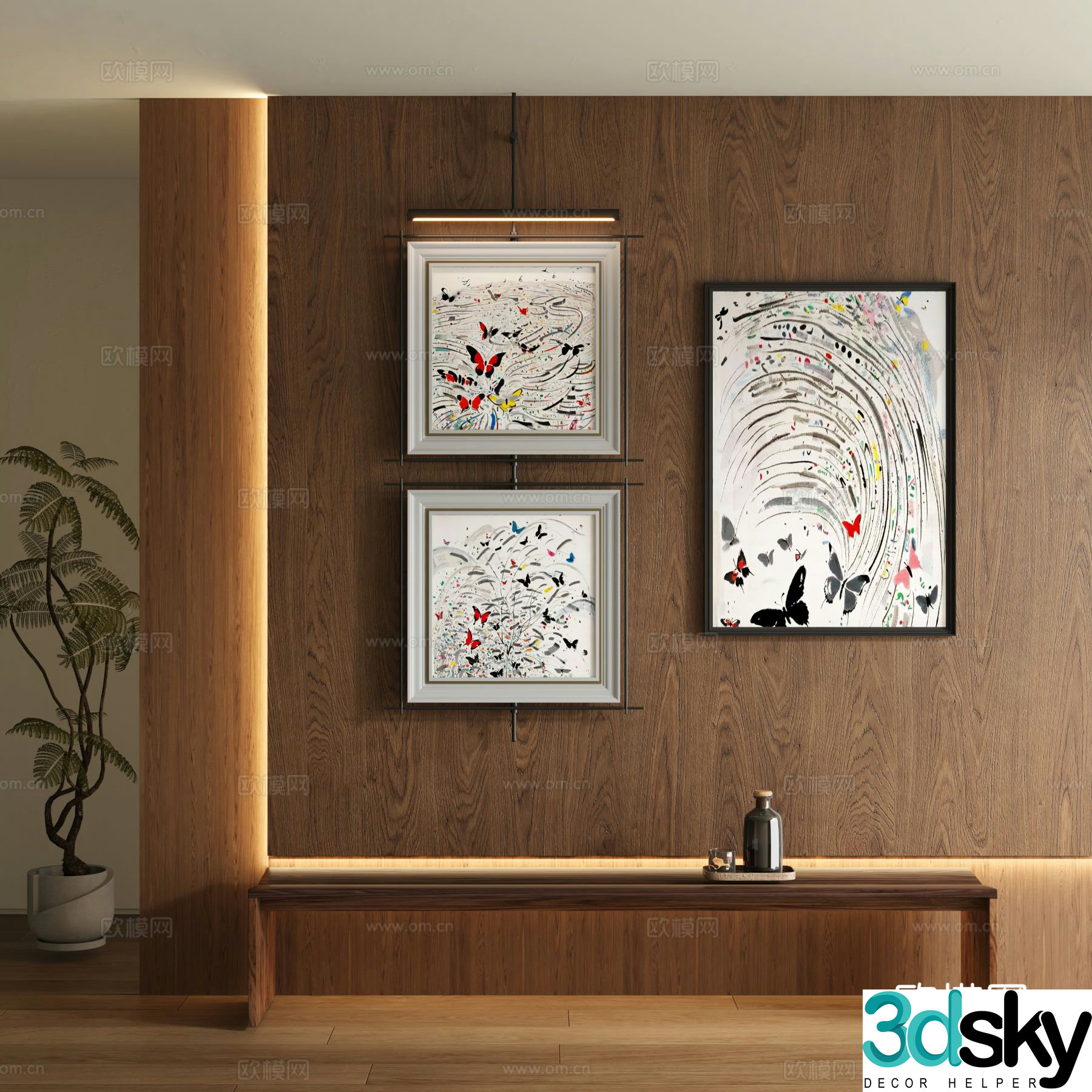 New Chinese style decorative painting ink painting hanging painting 3D model