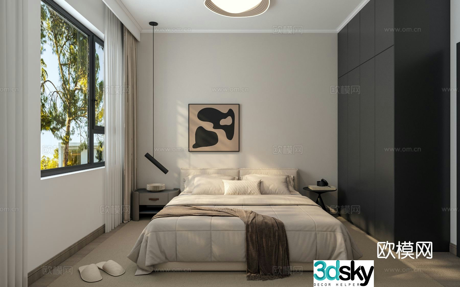 Modern bedroom second bedroom 3d model