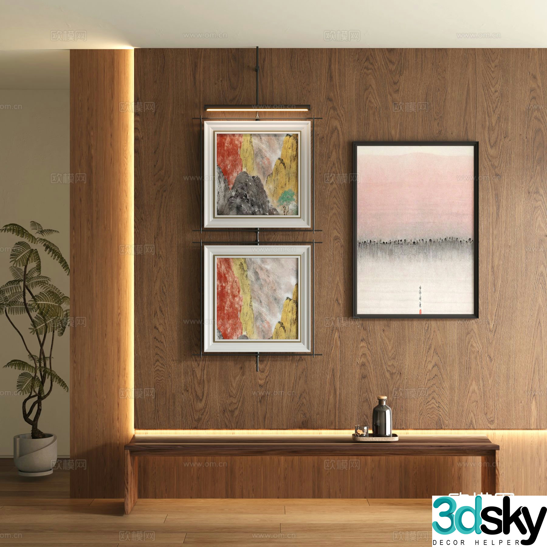 New Chinese style decorative painting art painting hanging painting 3d model