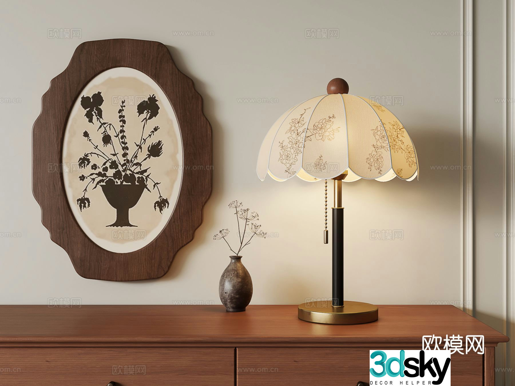 Medieval style table lamp bedside table lamp 3d model