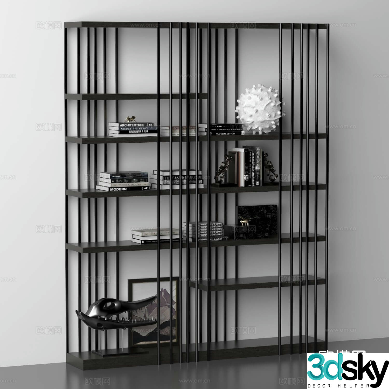 Modern bookcase bookshelf 3d model