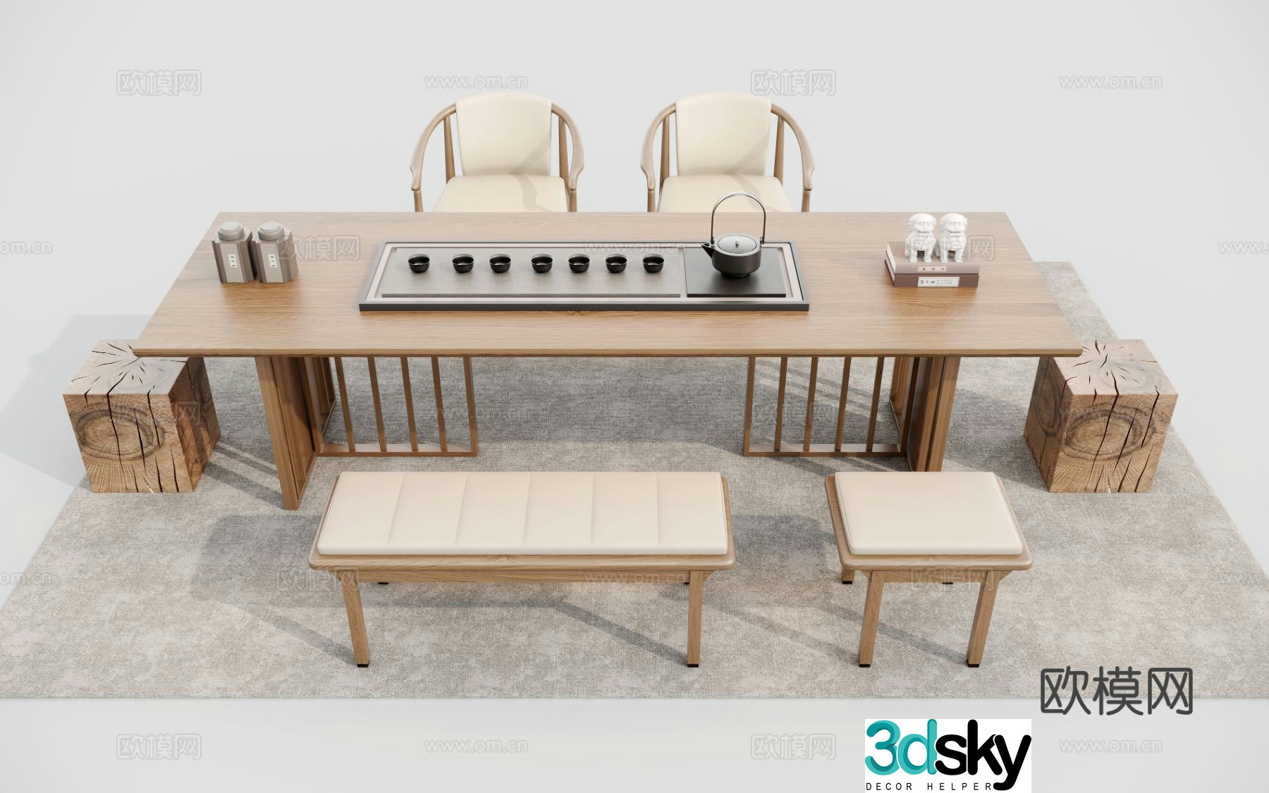 New Chinese tea table 3d model