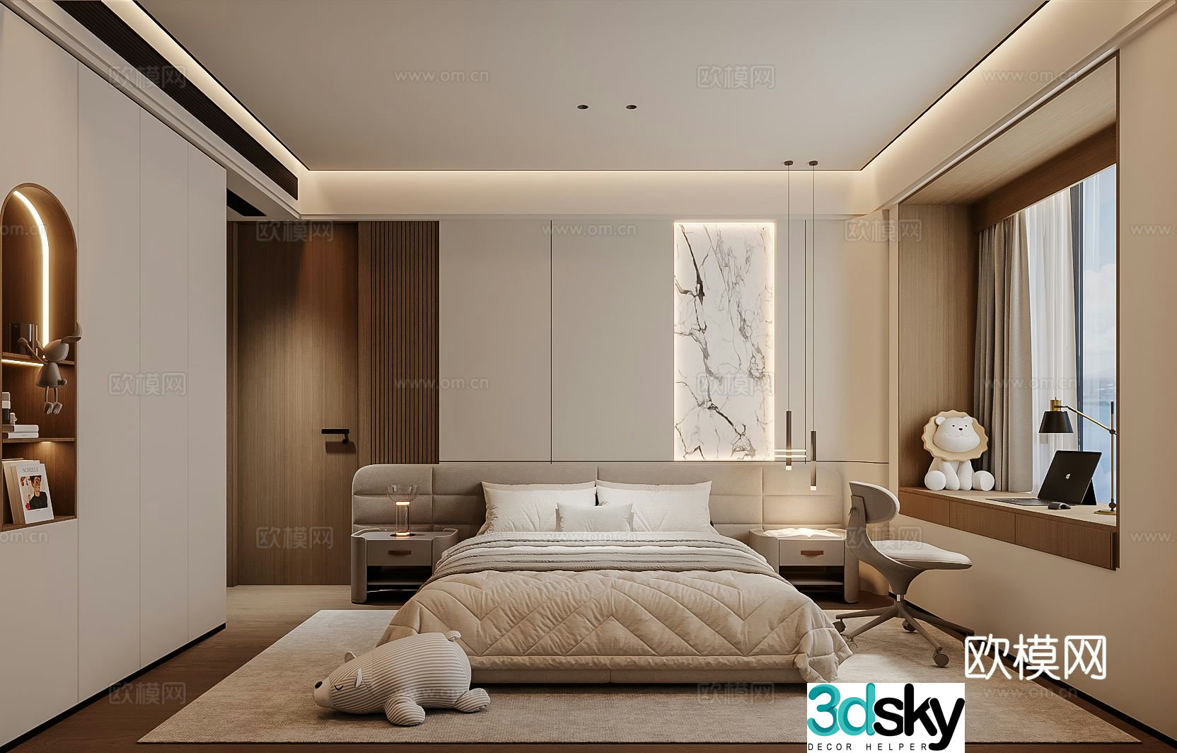 Italian style bedroom master bedroom 3d model