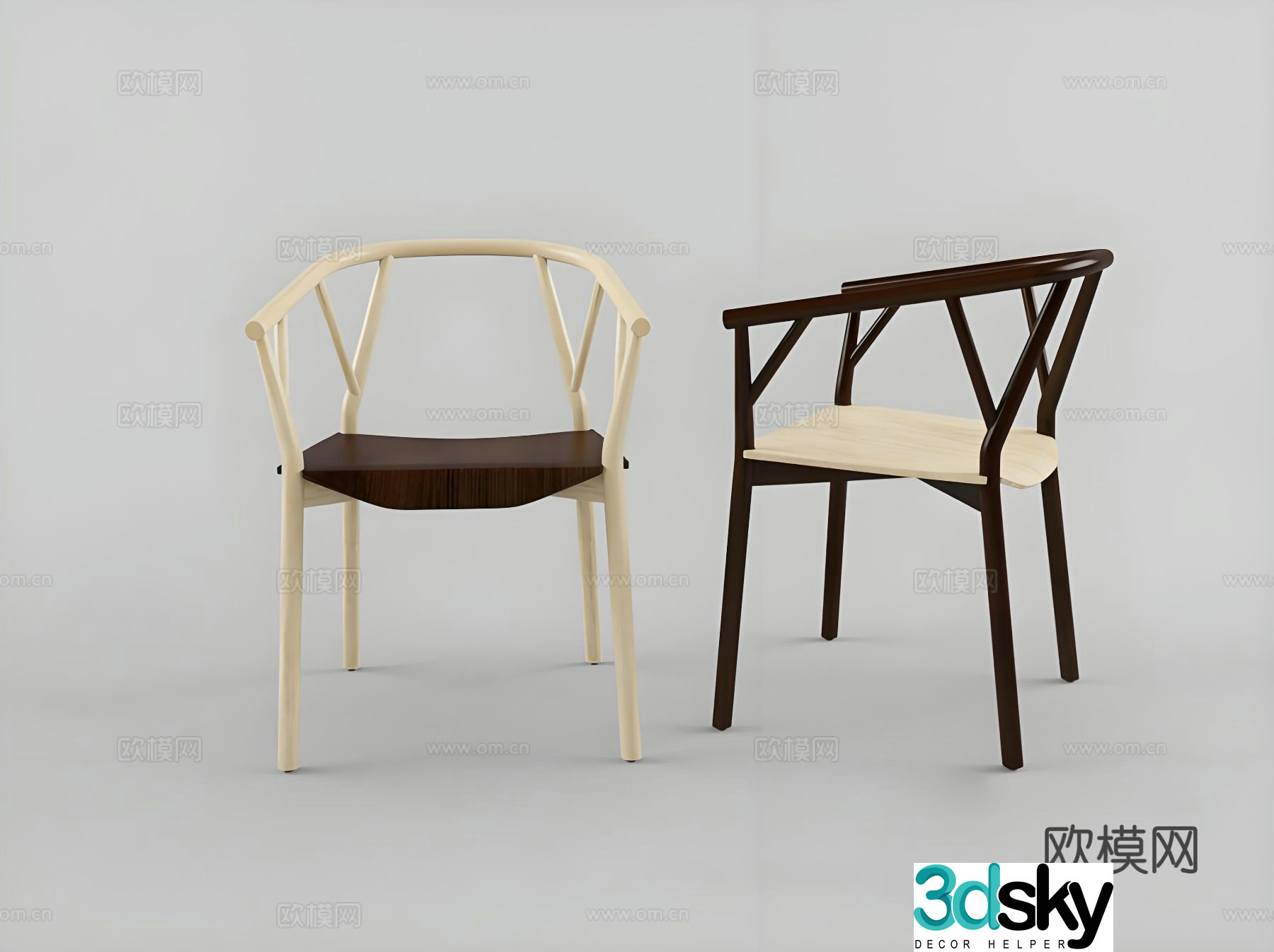 Leisure chair solid wood chair dining chair tea chair arm chair 3d model