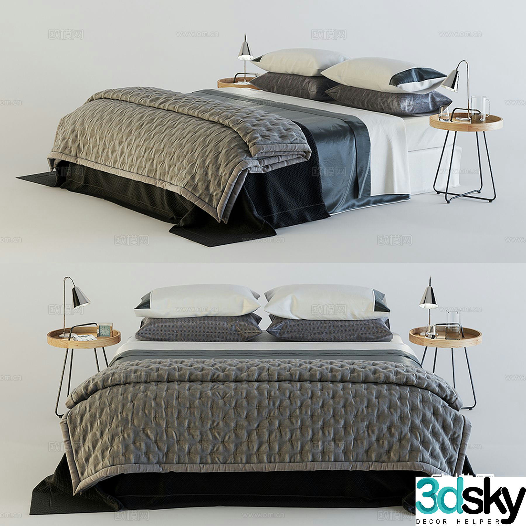 Modern double bed 3d model