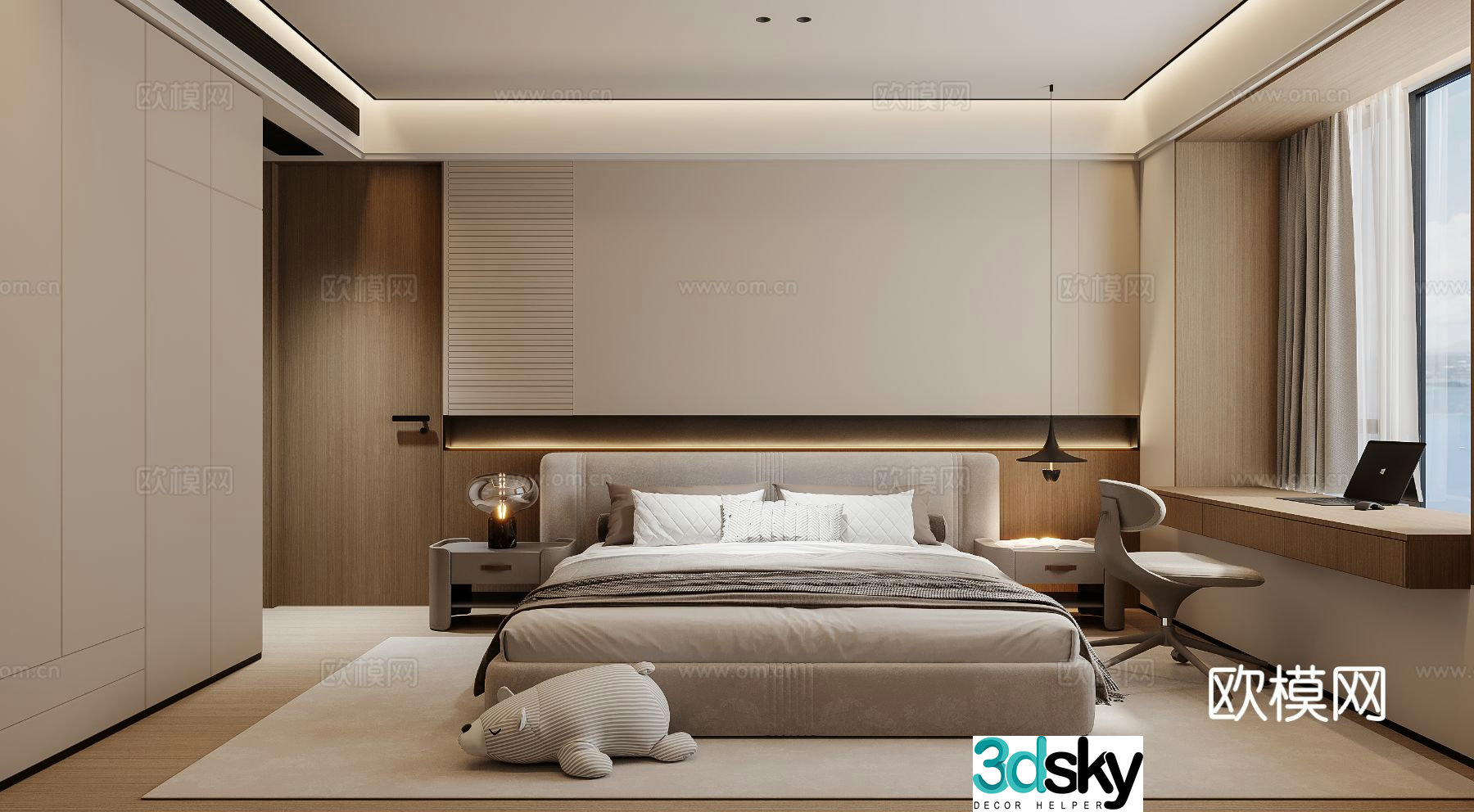 Italian style bedroom master bedroom 3d model