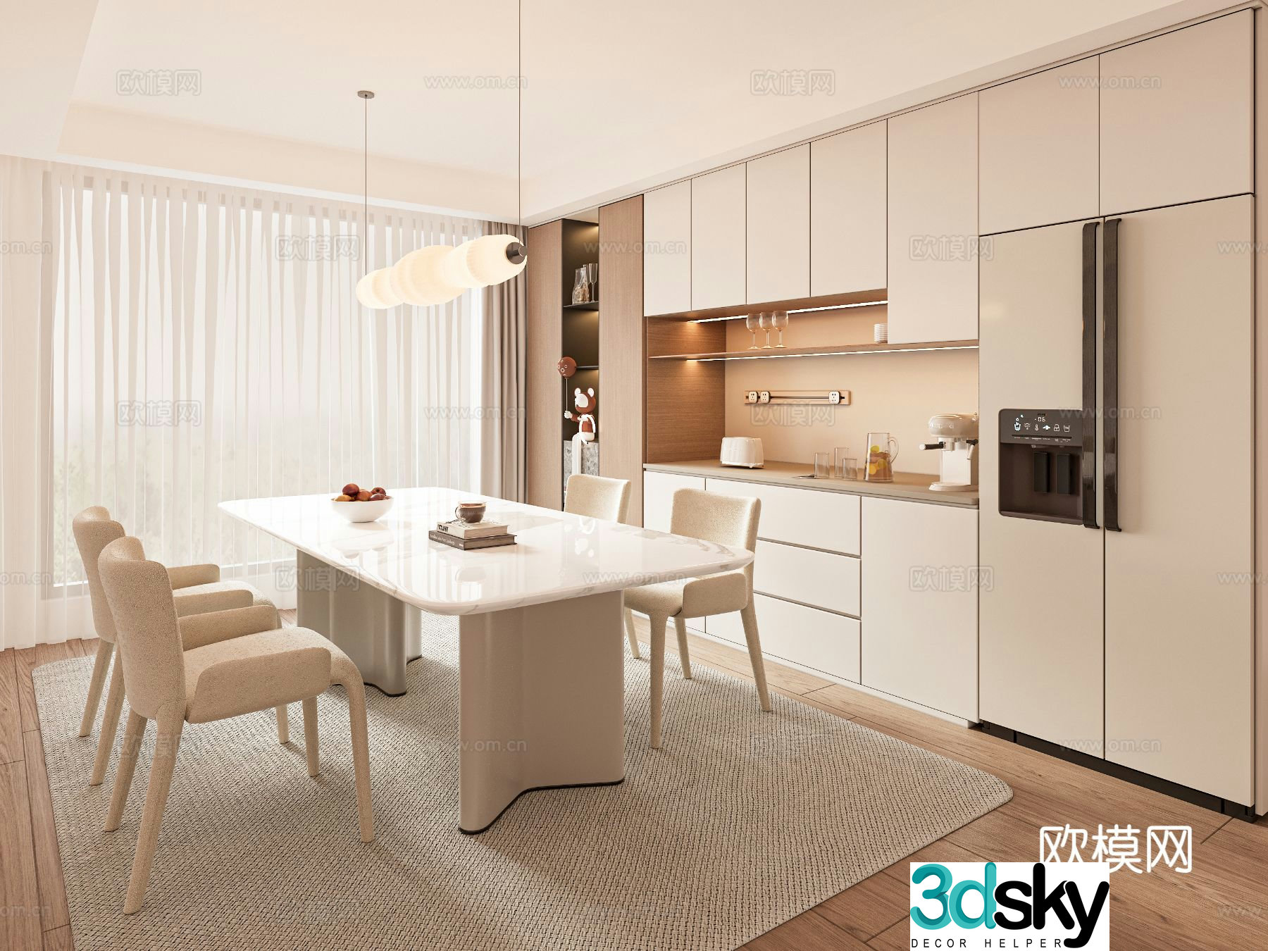 Cream style restaurant 3d model
