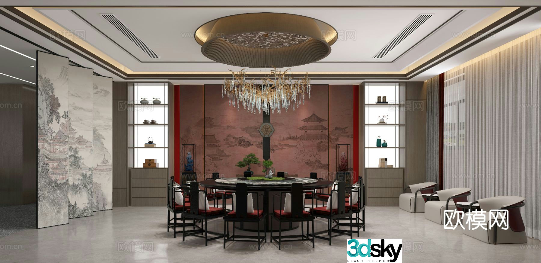 New Chinese restaurant 3d model