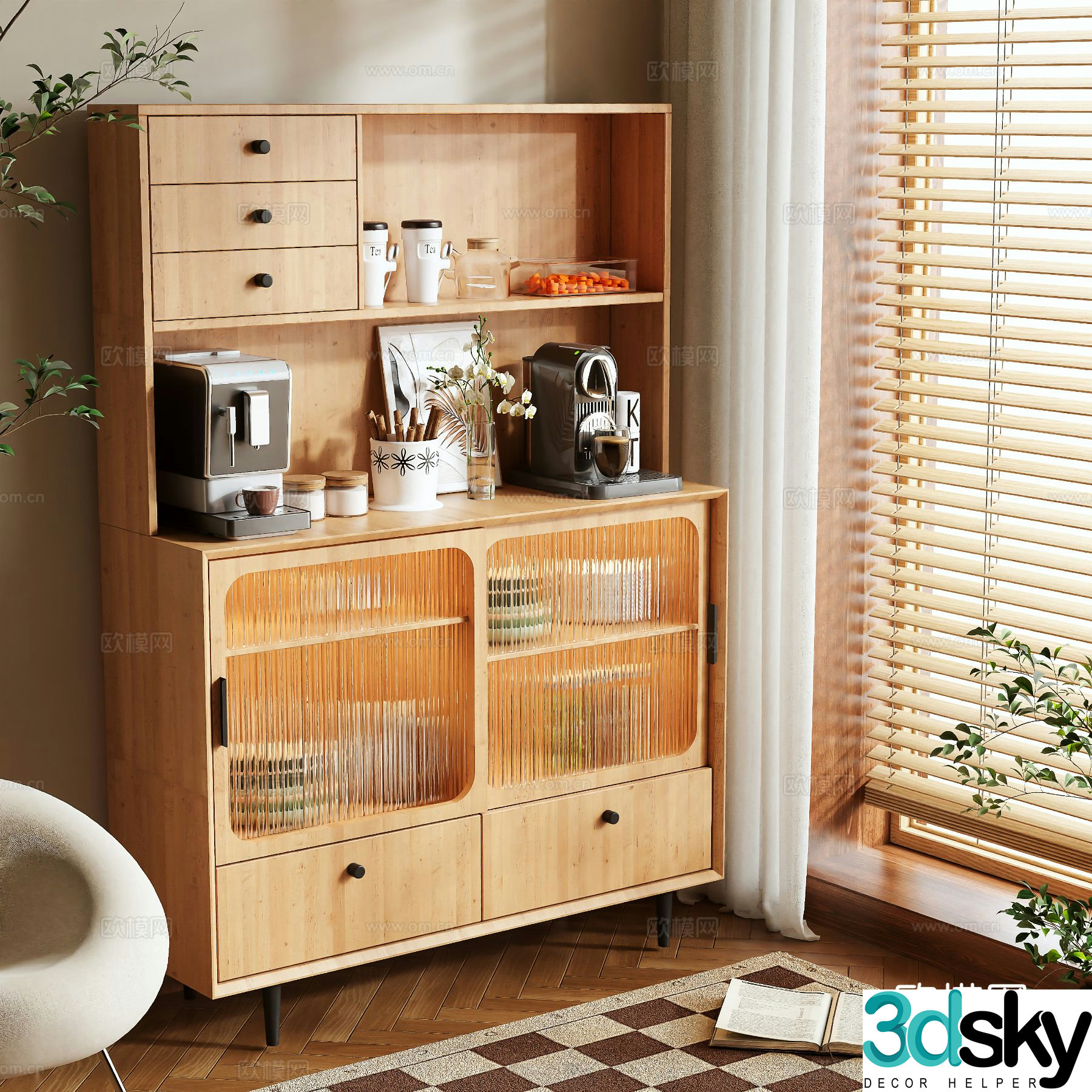 Medieval style sideboard 3d model