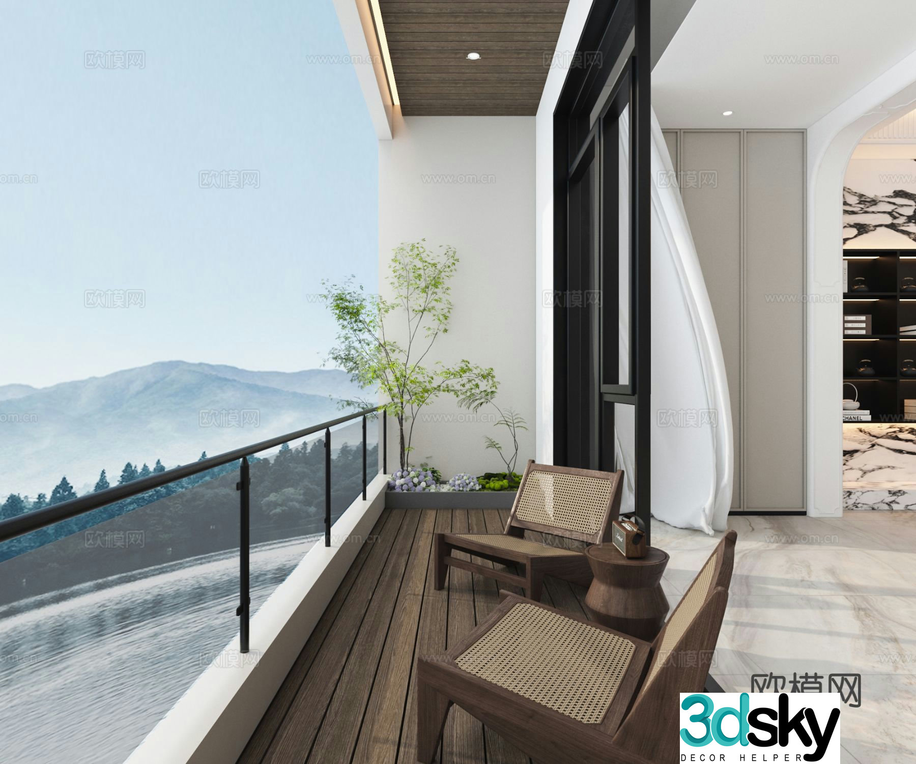 Living balcony leisure balcony 3d model