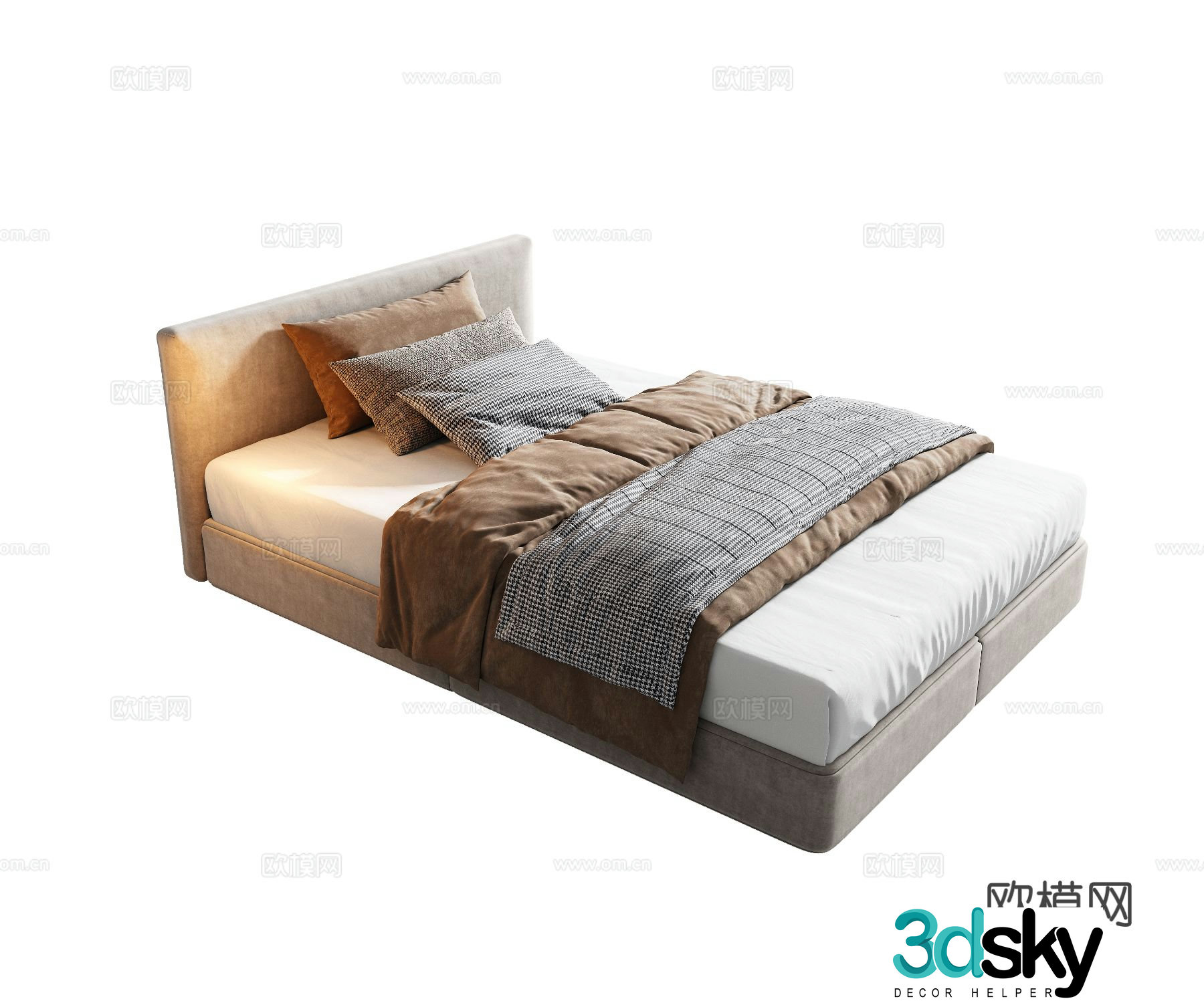 Modern single bed 3d model