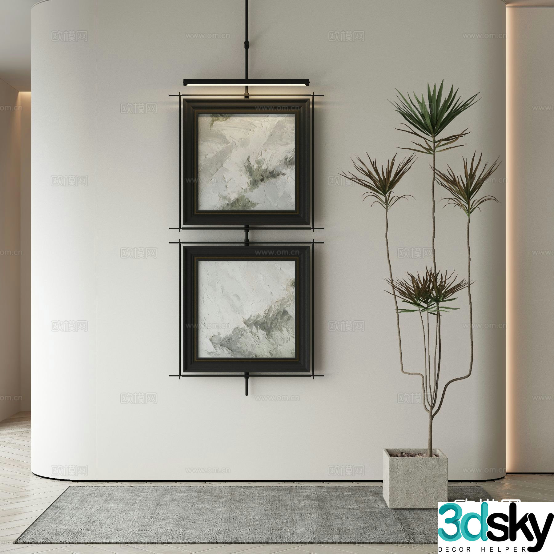 Modern texture painting decorative painting 3d model