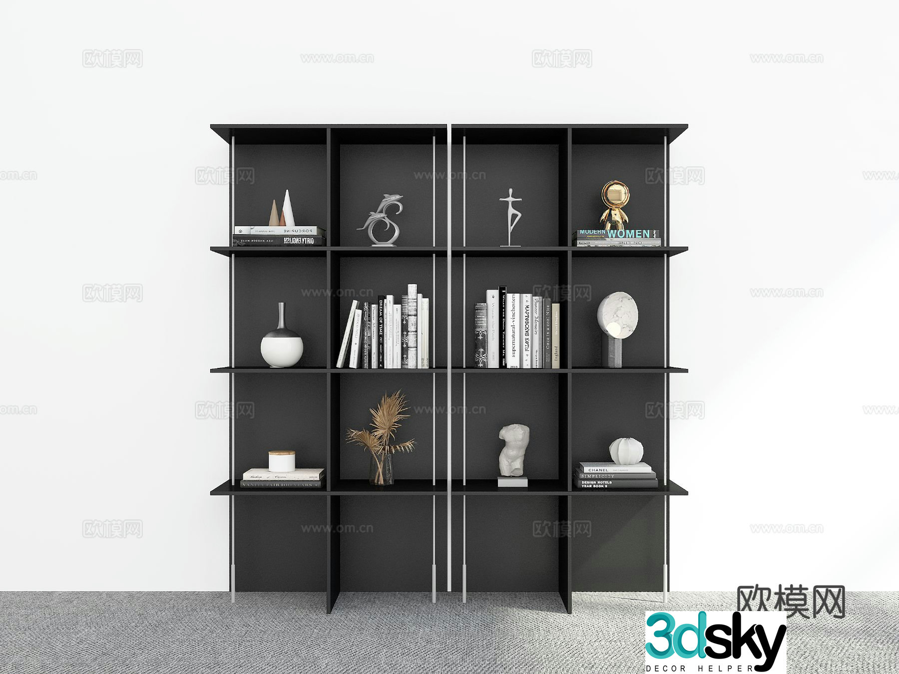 Modern bookshelf storage rack 3d model