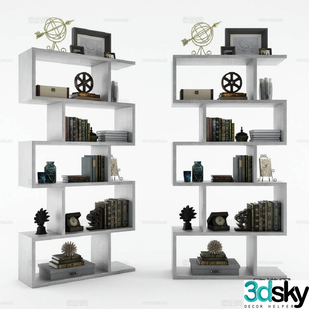 Modern bookcase bookshelf 3d model