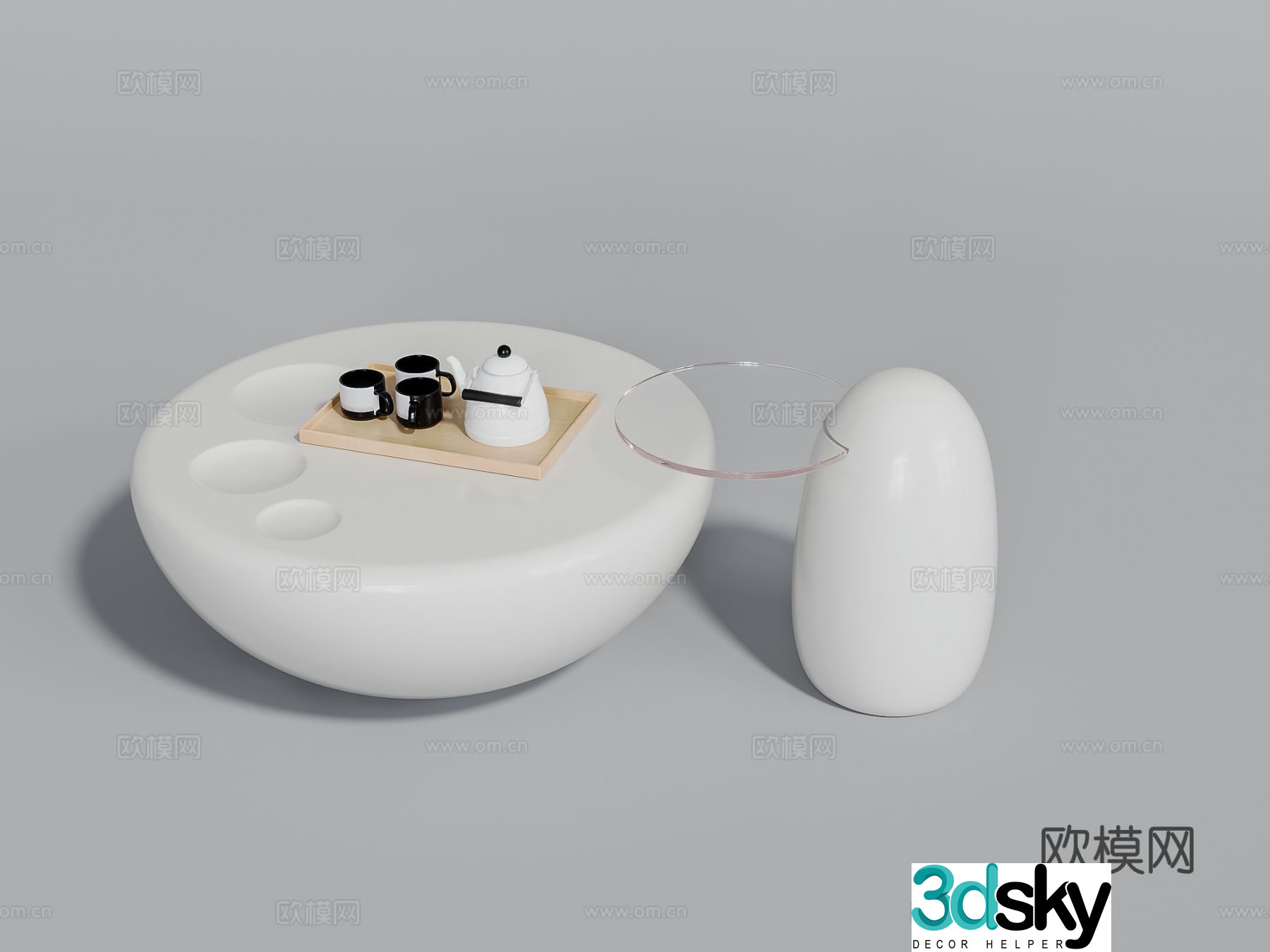 Cream style coffee table 3d model