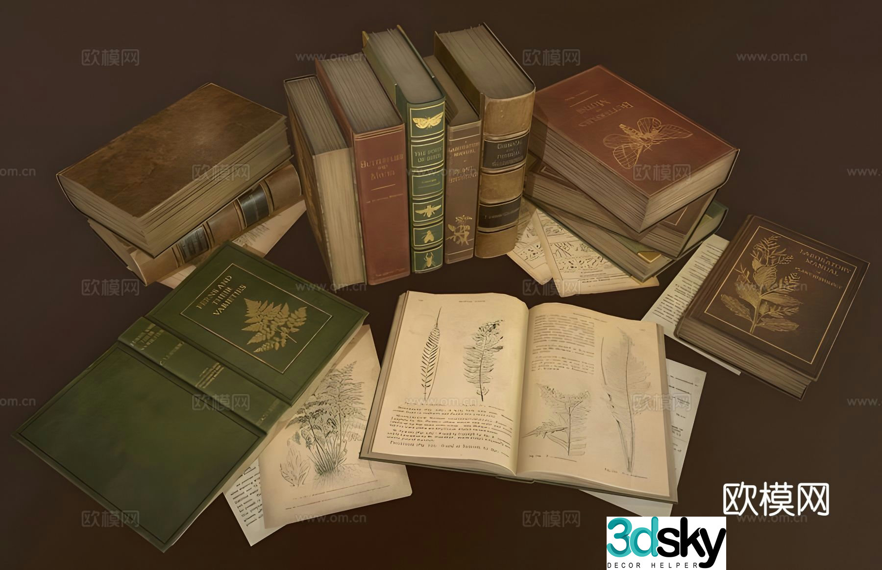 European old books books stacks English books 3d model