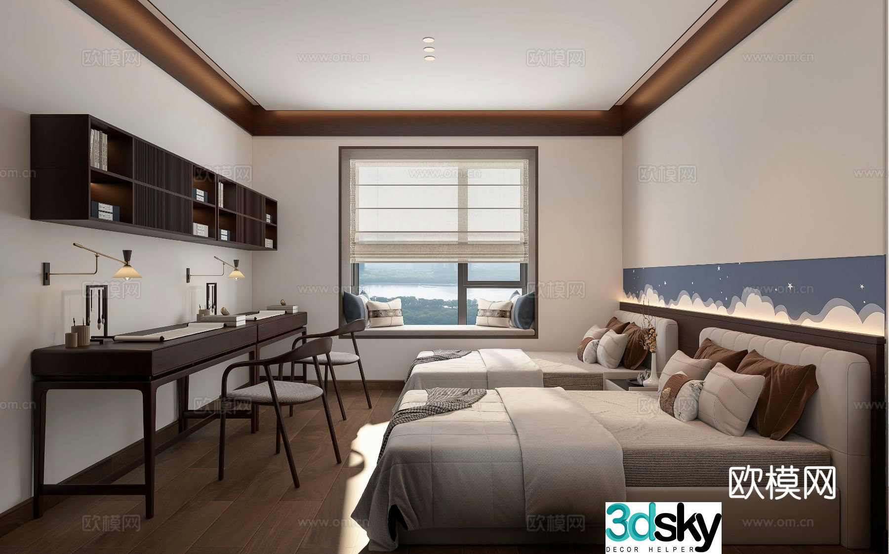 New Chinese style children’s room kid’s room boy’s room 3D model