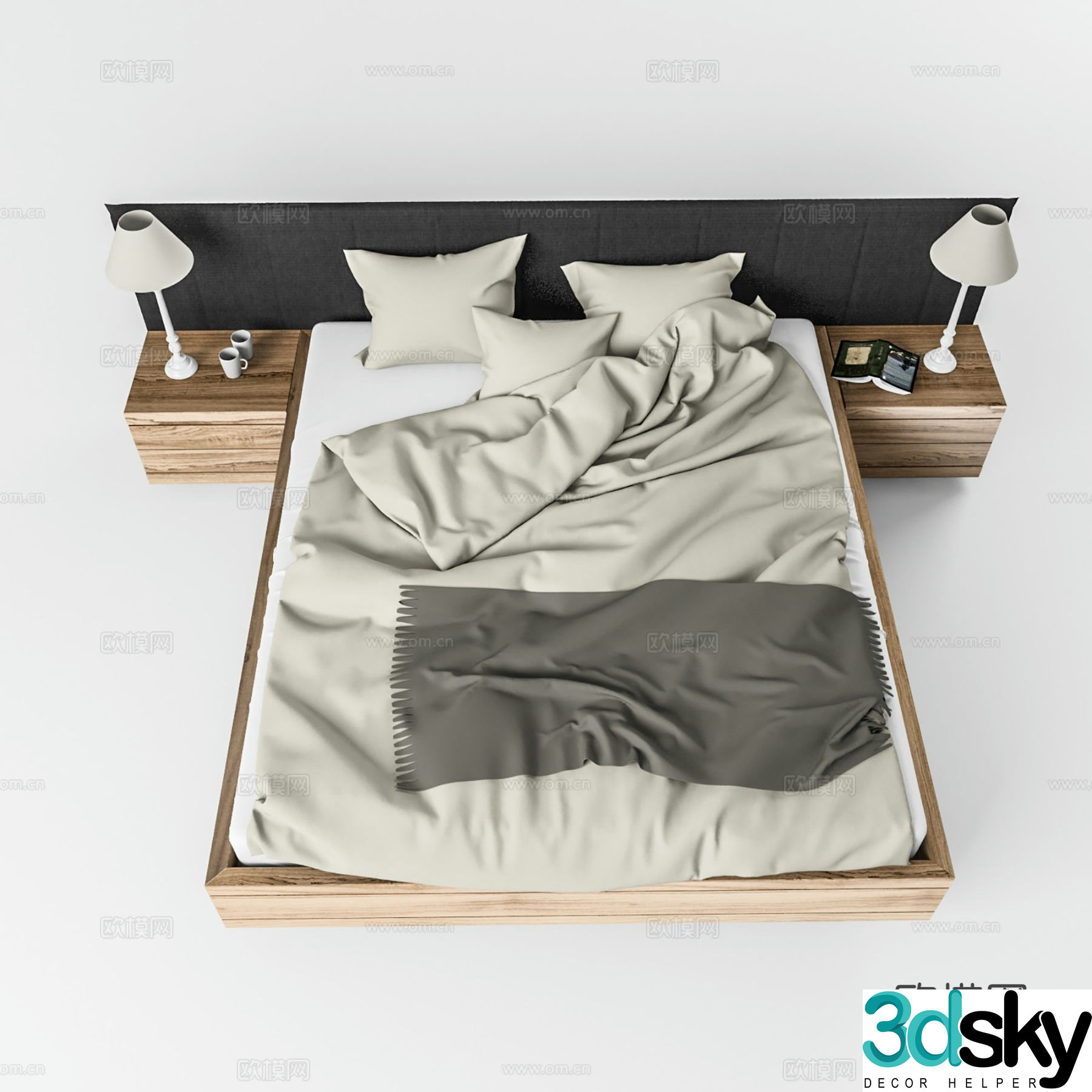 Nordic double bed 3d model
