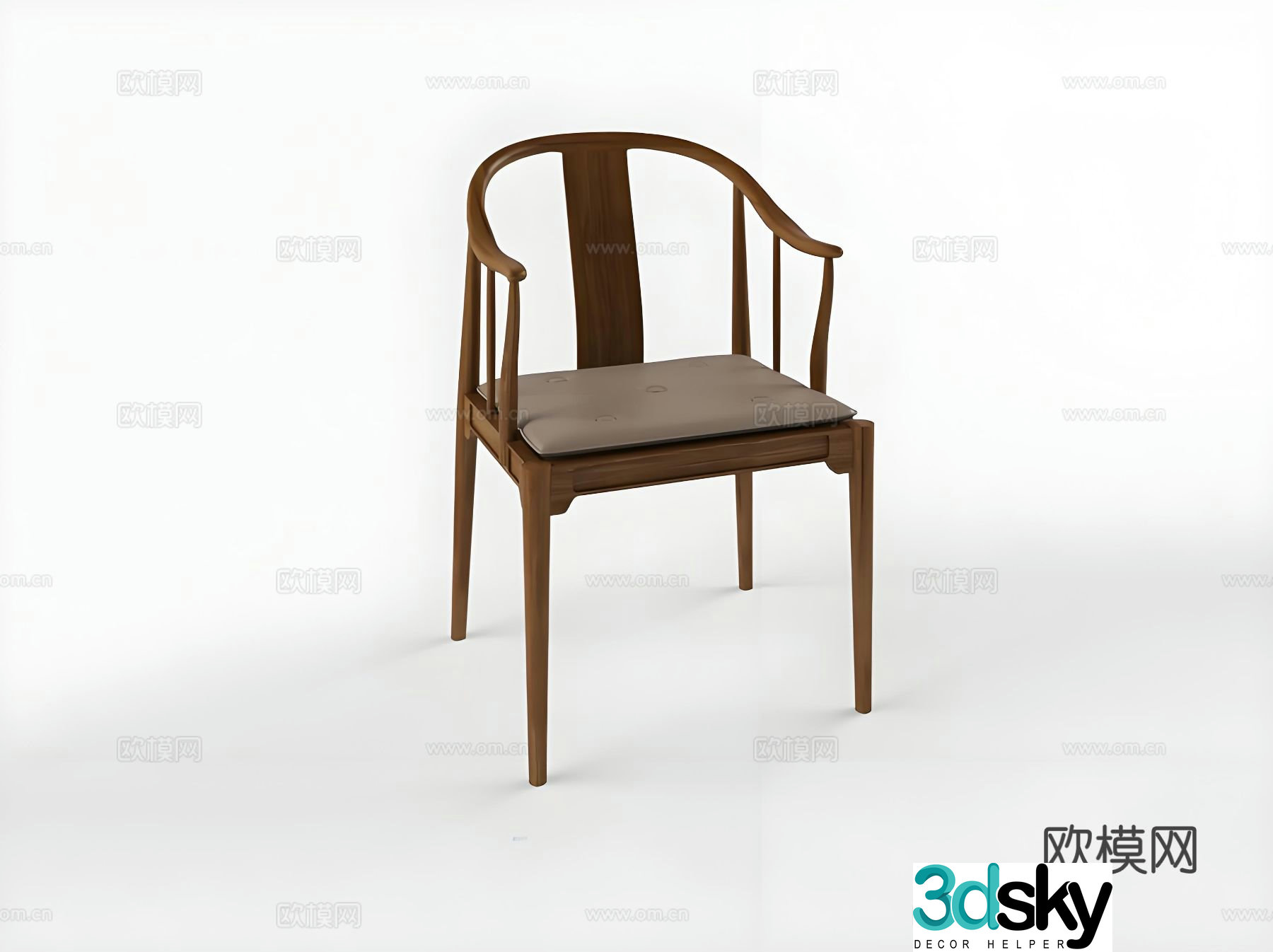 Leisure chair solid wood chair dining chair tea chair arm chair 3d model