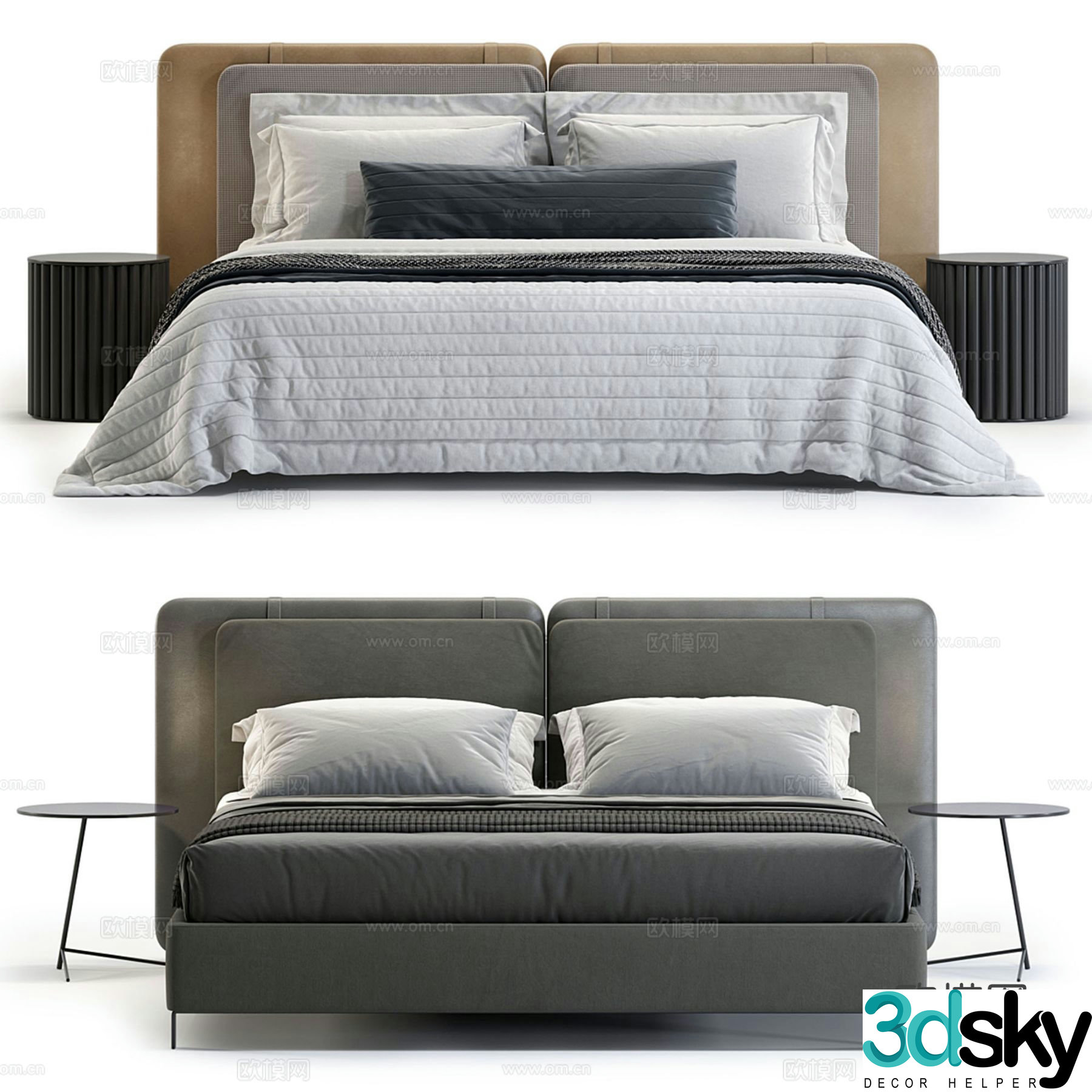 Modern double bed 3d model