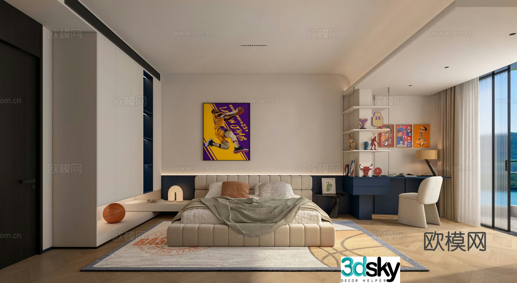 Modern children’s room boy’s room 3d model