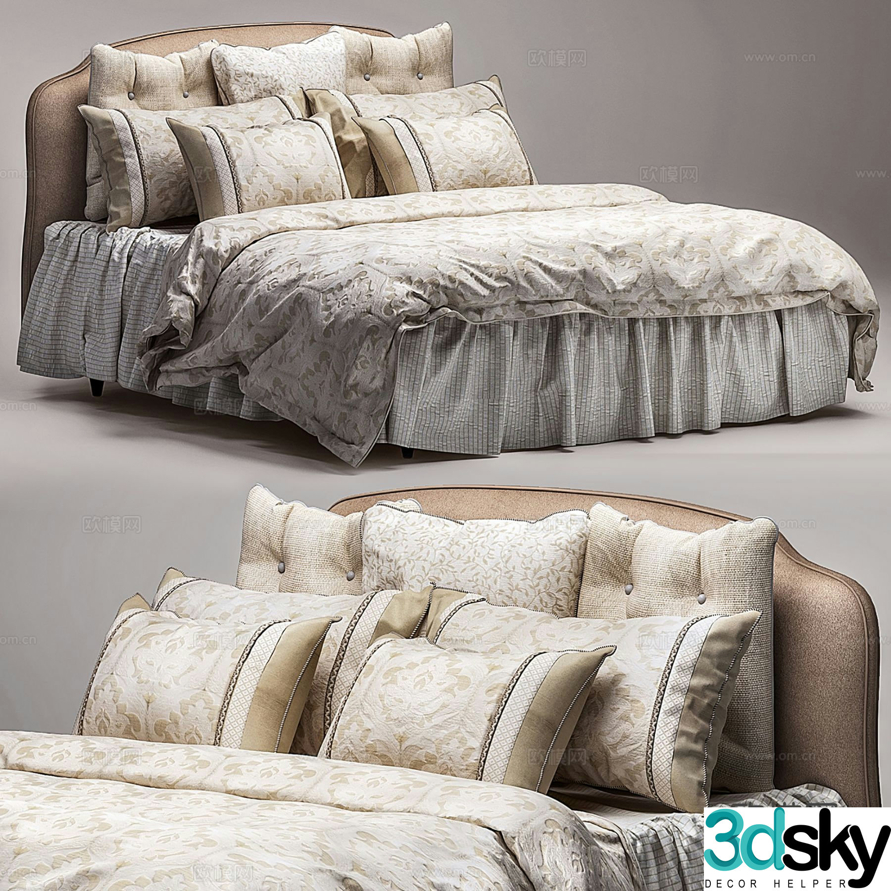 Modern double bed 3d model