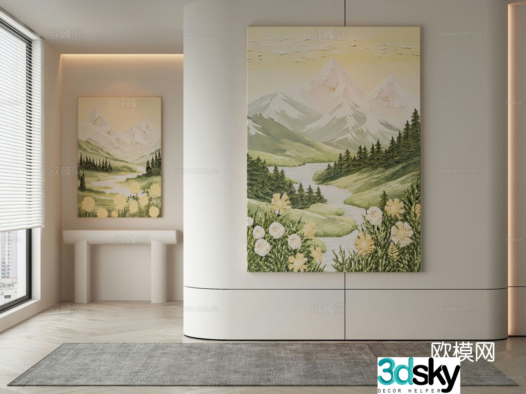 Modern landscape painting decorative painting 3d model