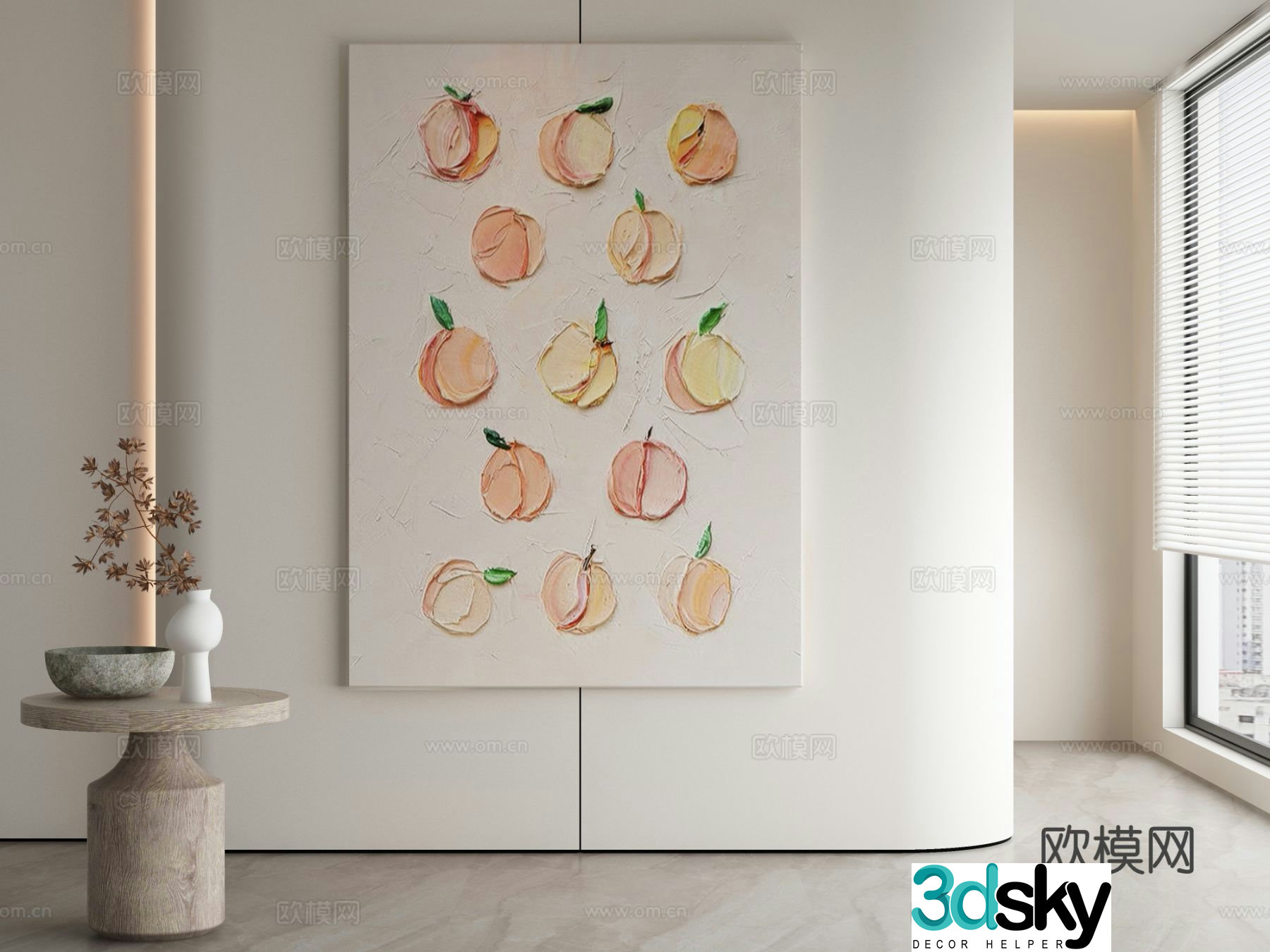 Modern texture painting decorative painting 3d model