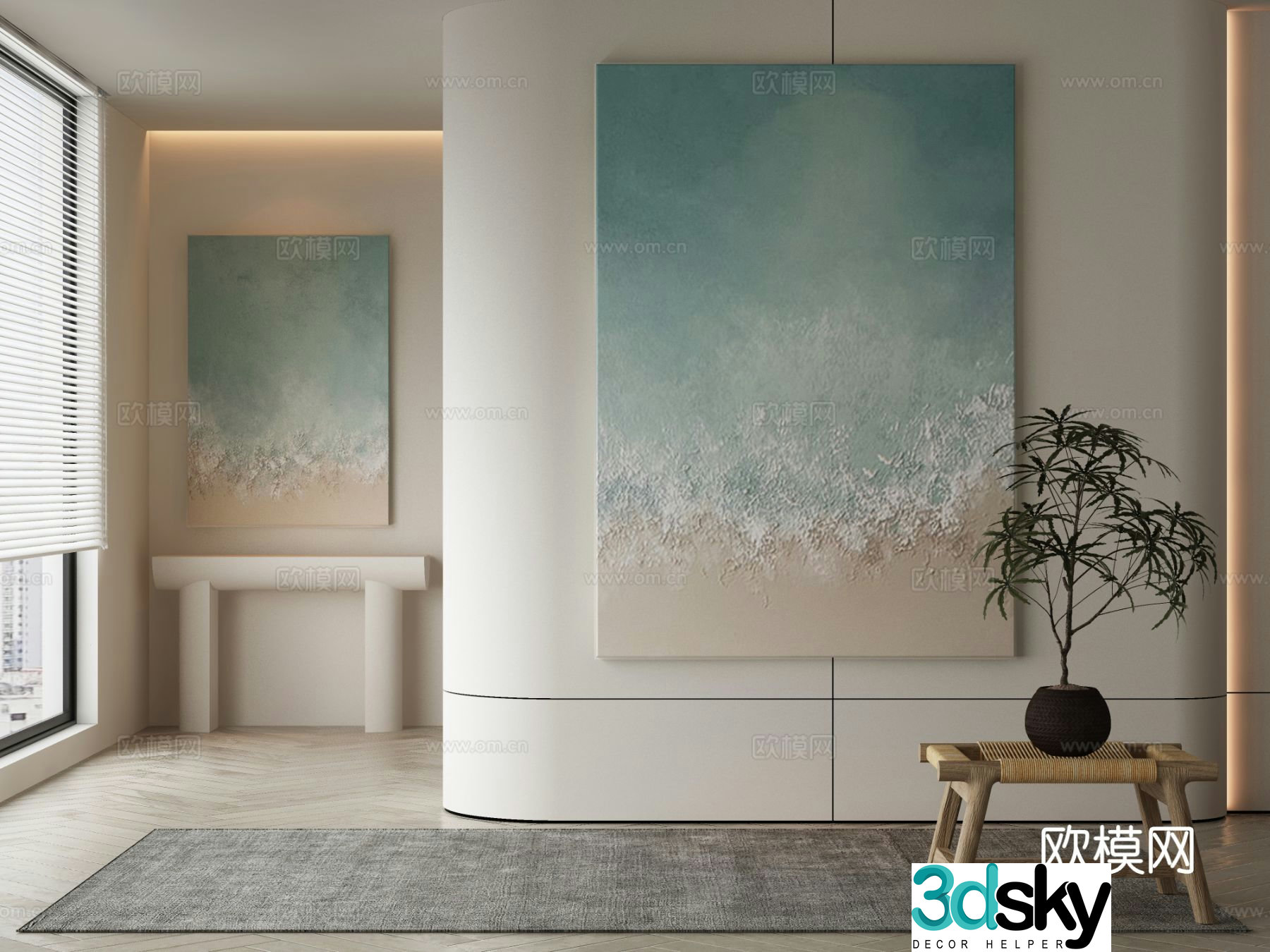 Modern texture painting modern decorative painting 3D model
