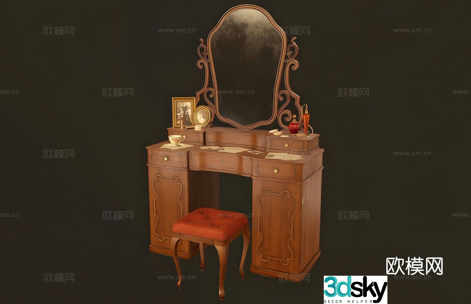 European dressing table dressing table 3d model