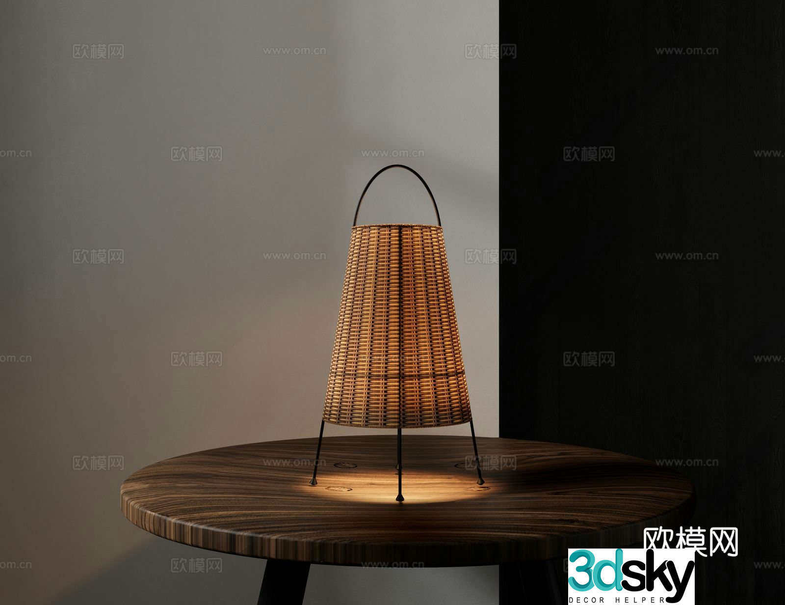 Wabi-sabi table lamp rattan table lamp 3d model